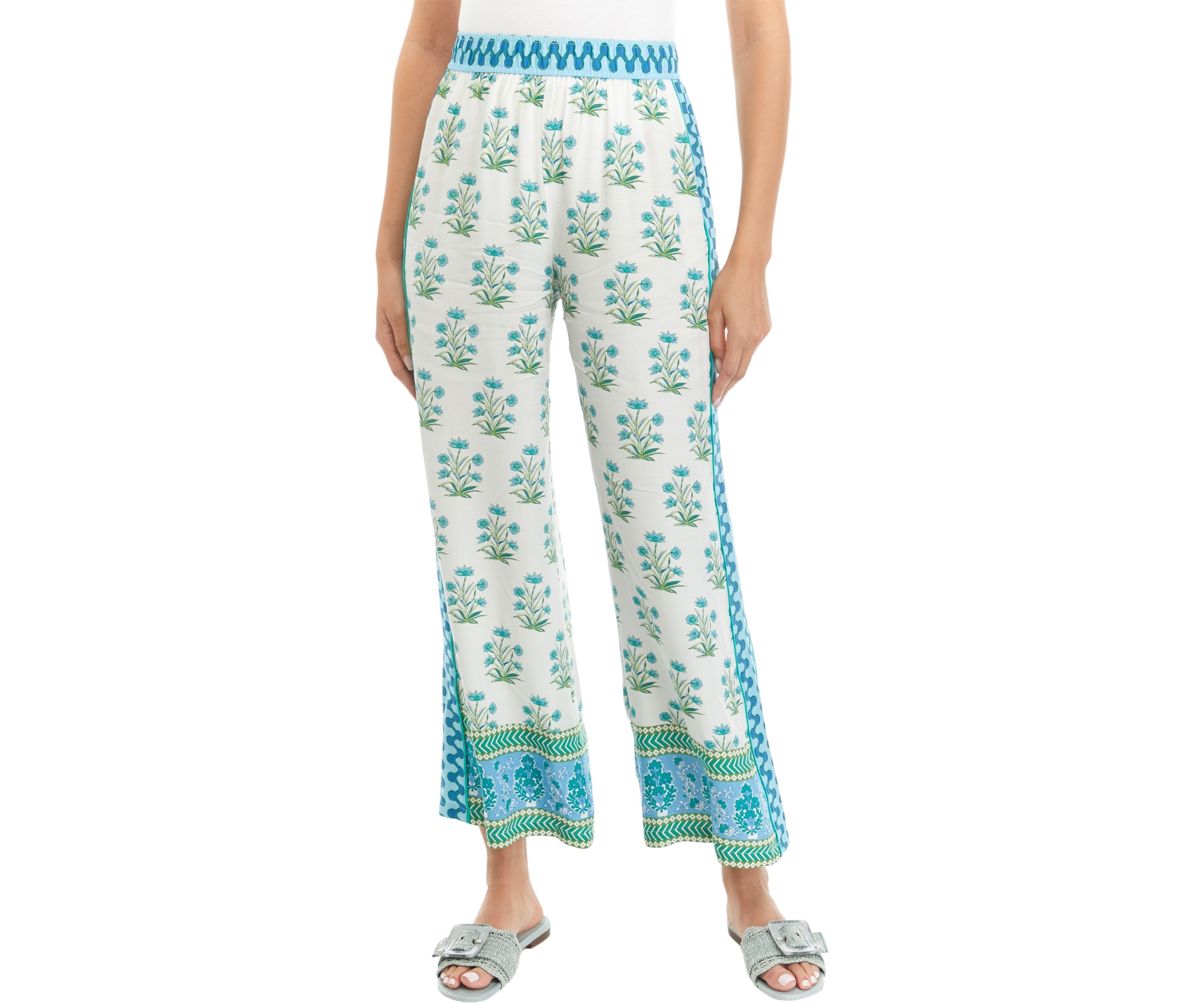 Womens Wide Leg Printed Soft Pants