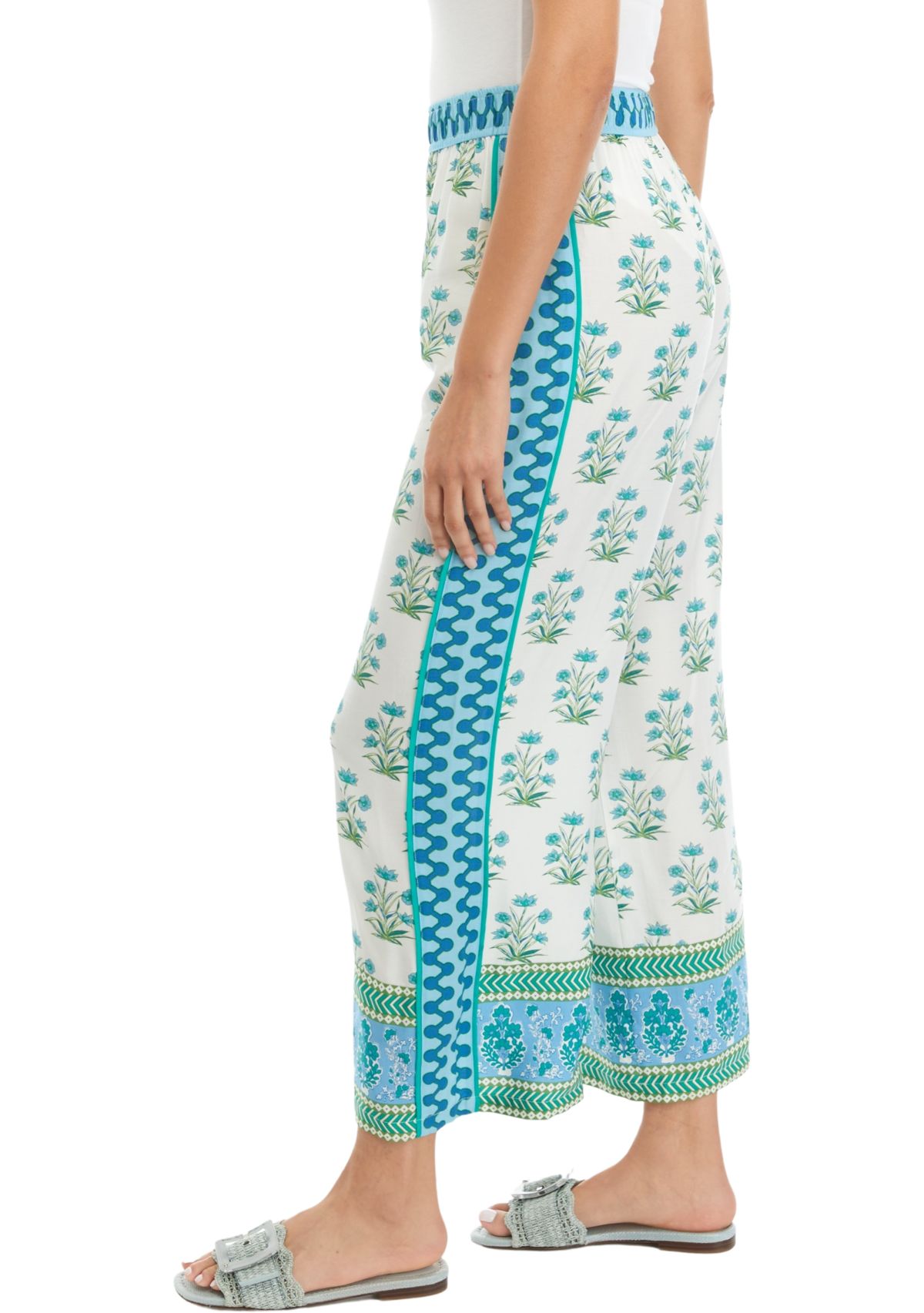 Womens Wide Leg Printed Soft Pants