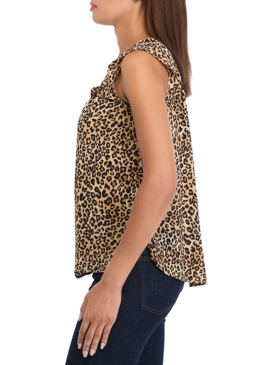 Womens Sleeveless Leopard Top