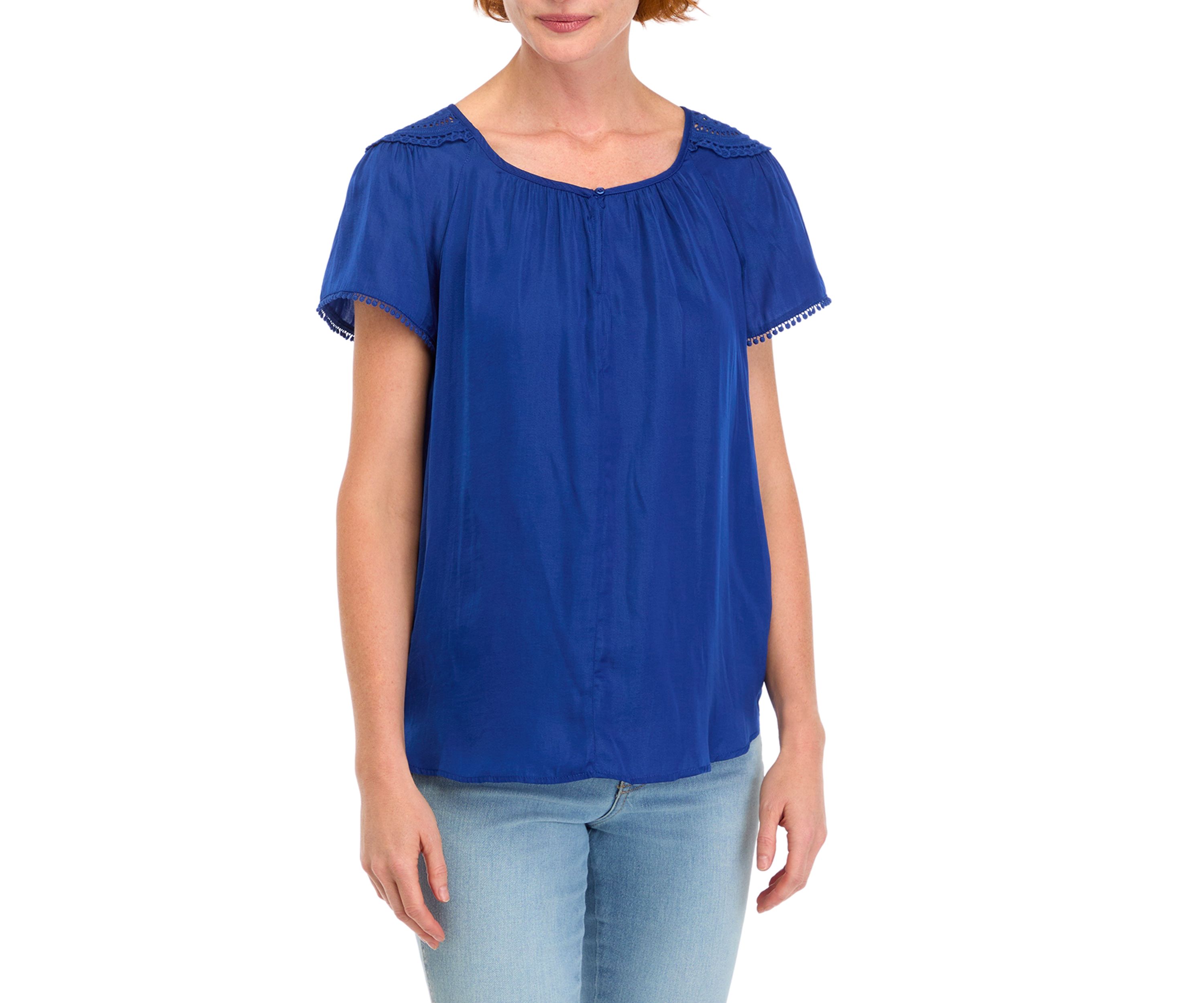 Womens Raglan Sleeve Blouse with Lace