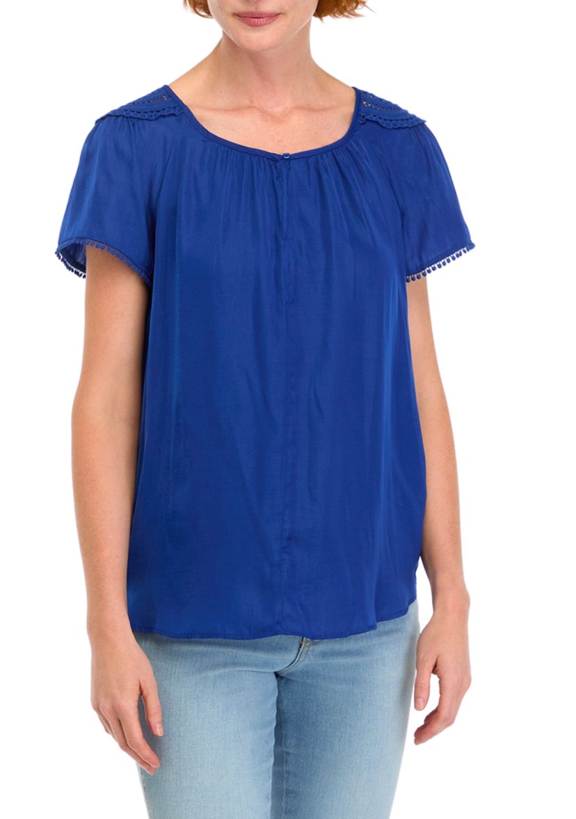 Womens Raglan Sleeve Blouse with Lace