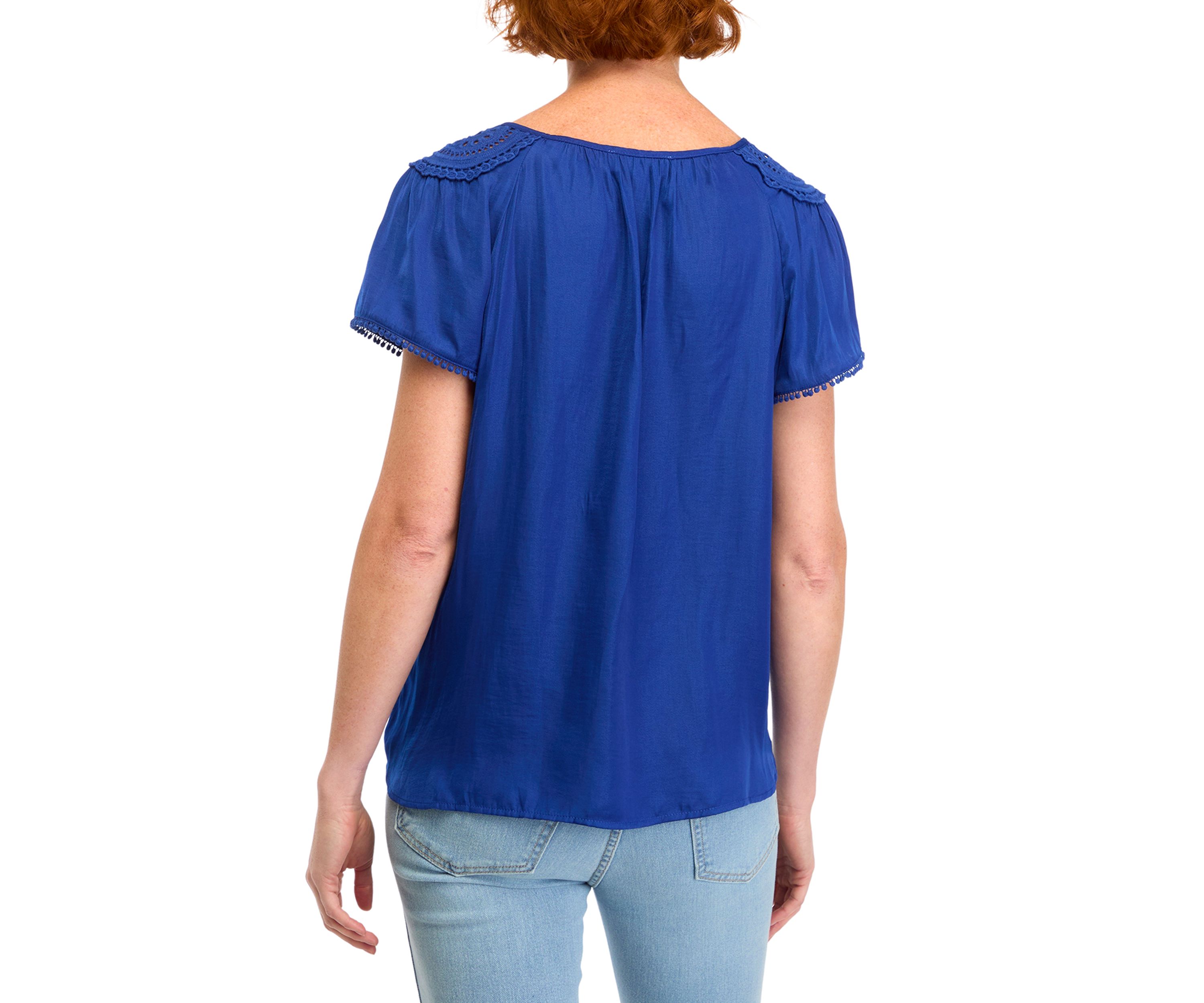 Womens Raglan Sleeve Blouse with Lace