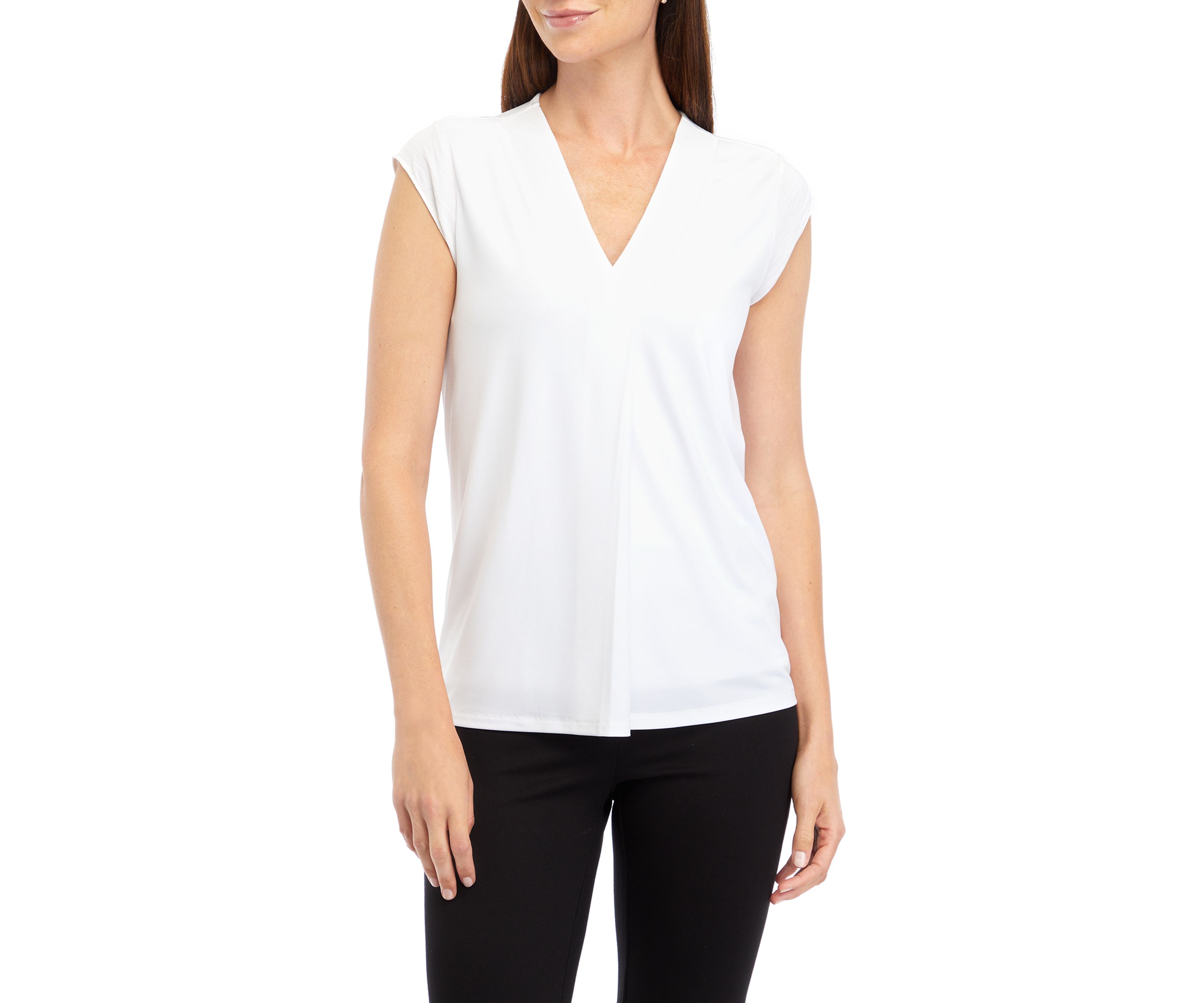 Womens Cap Sleeve V-Neck Knit Top