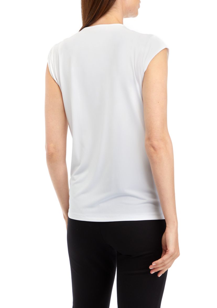 Womens Cap Sleeve V-Neck Knit Top