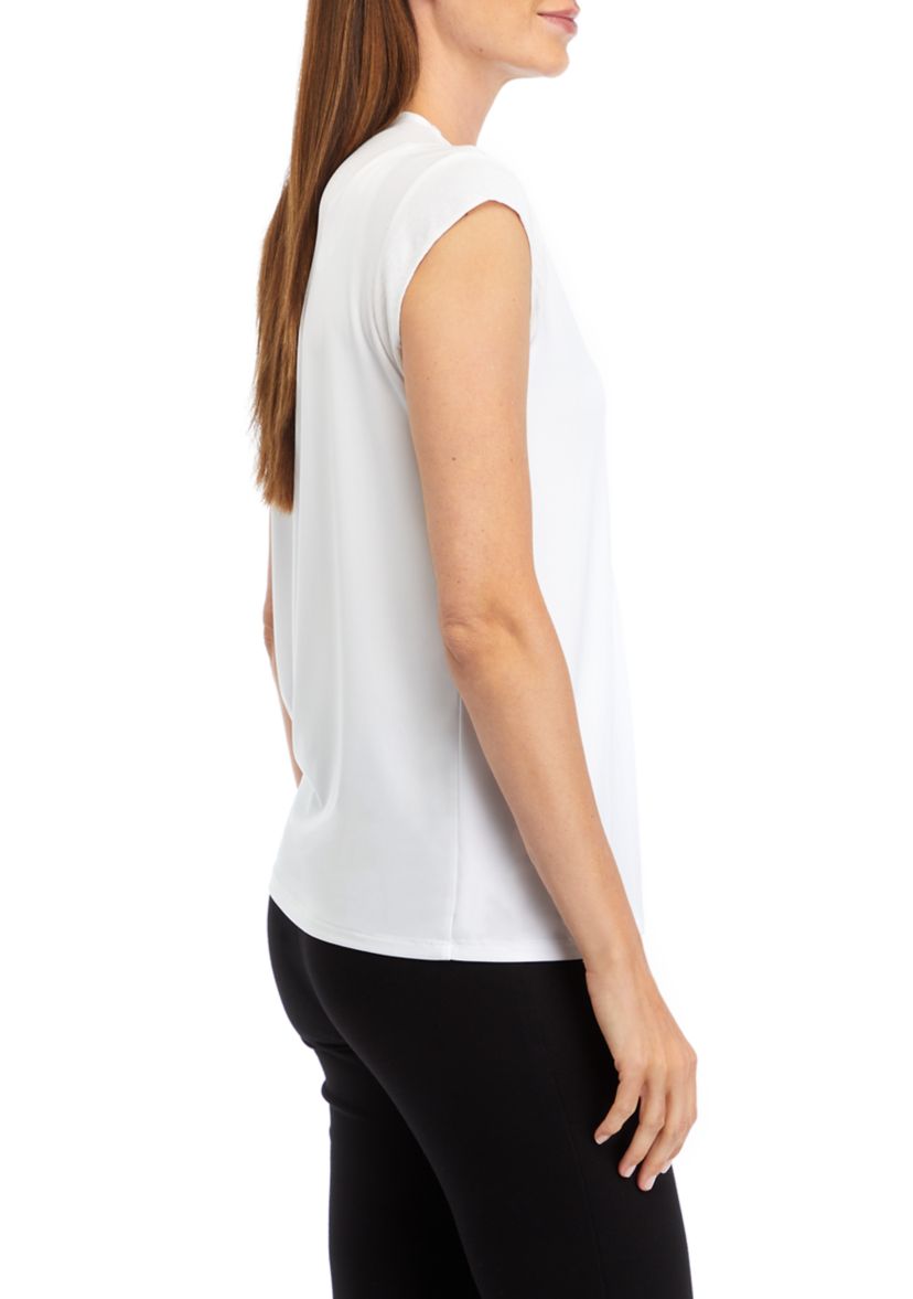 Womens Cap Sleeve V-Neck Knit Top