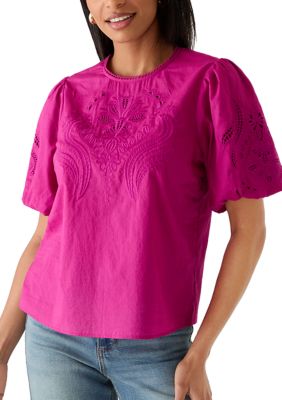 PHILOSOPHY BY REPUBLIC Women's Puff Sleeve Inset Top