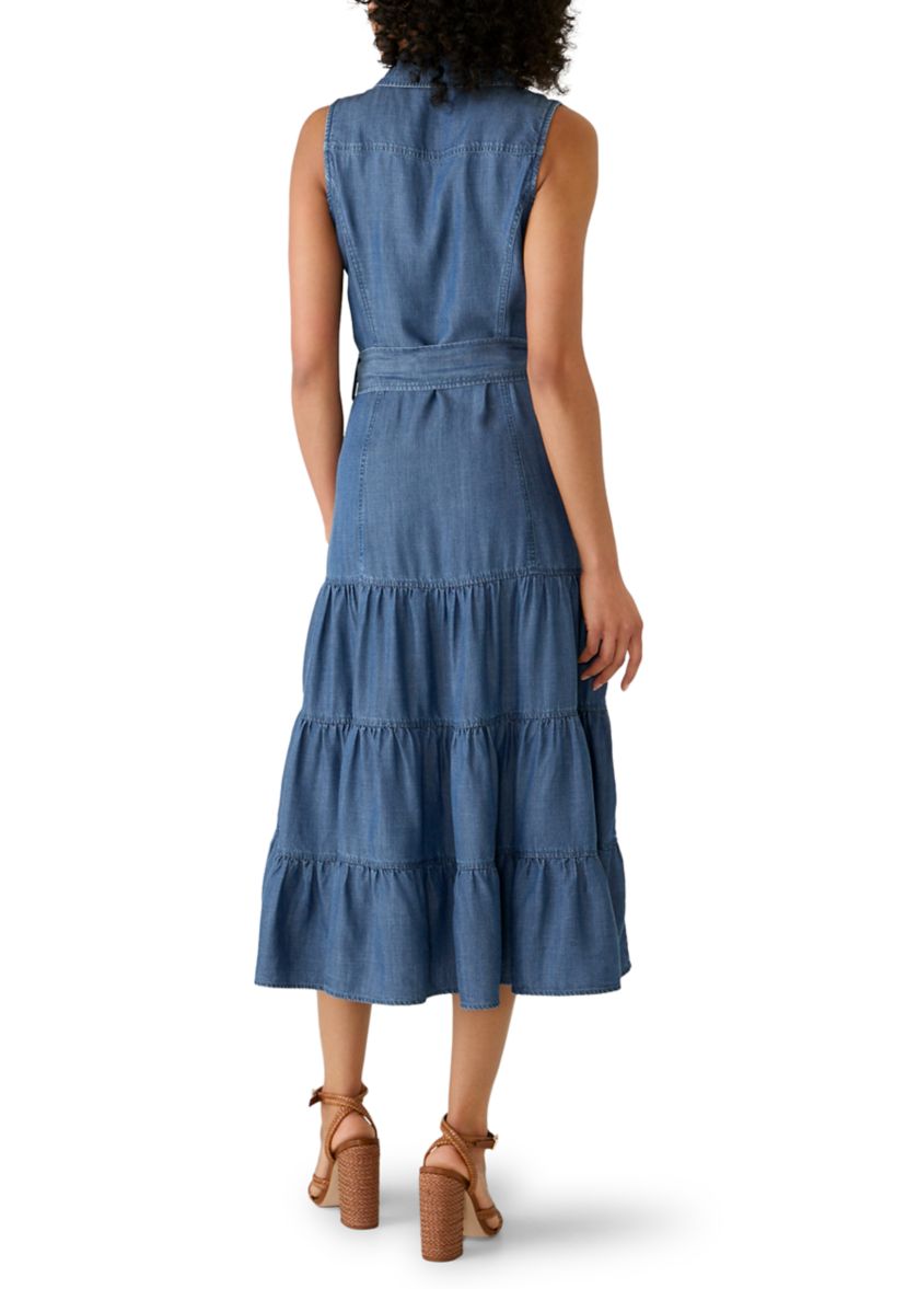 philosophy denim dress BY REPUBLIC Women's Sleeveless Tie Waist Tier Kala Jaipuri Vol 9 CM12.1 Embellished peplum Size:Us Size 24W