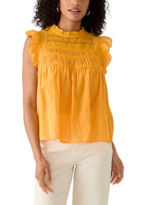 PHILOSOPHY BY REPUBLIC Women's Flutter Sleeve Pin Tuck Blouse