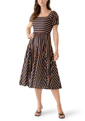 PHILOSOPHY BY REPUBLIC Women's Puff Sleeve Square Neck Pleated Hem Dress, Large