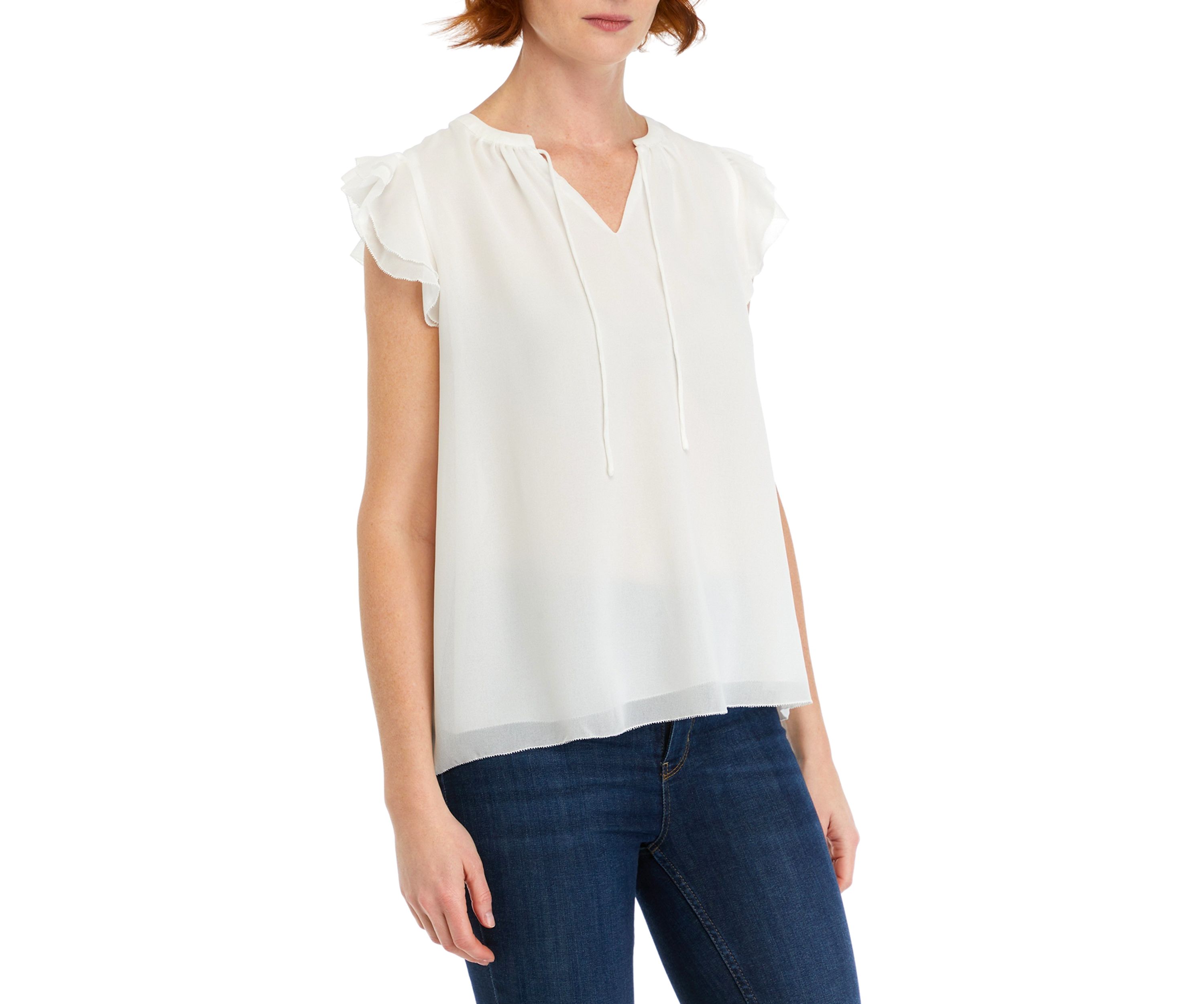 Womens Solid Ruffle Top