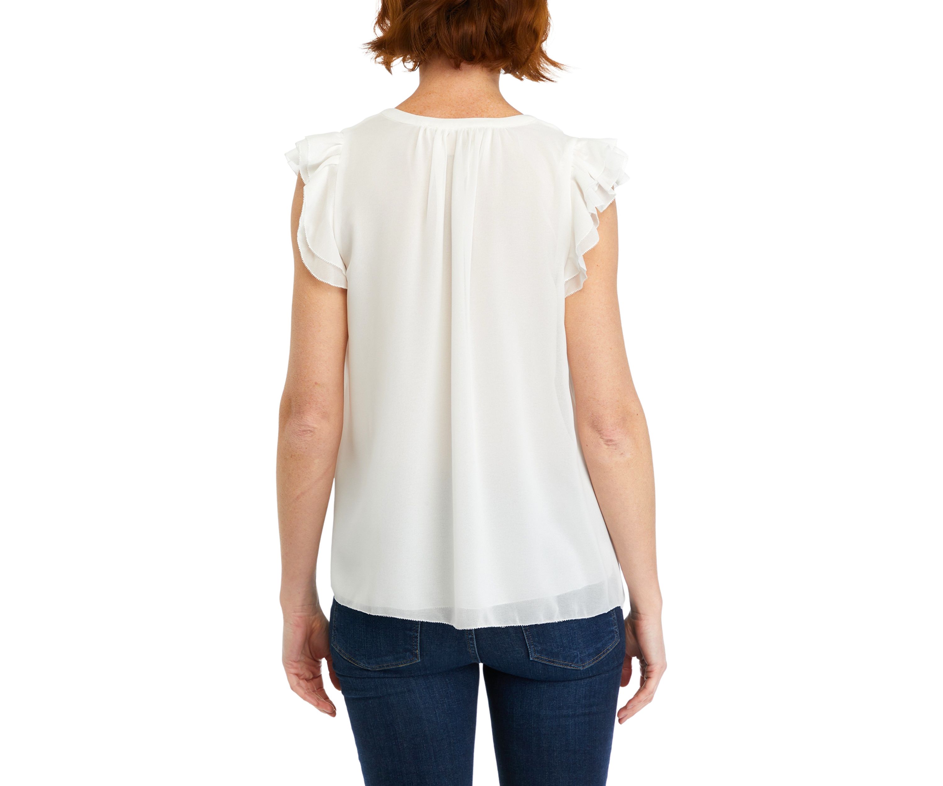 Womens Solid Ruffle Top