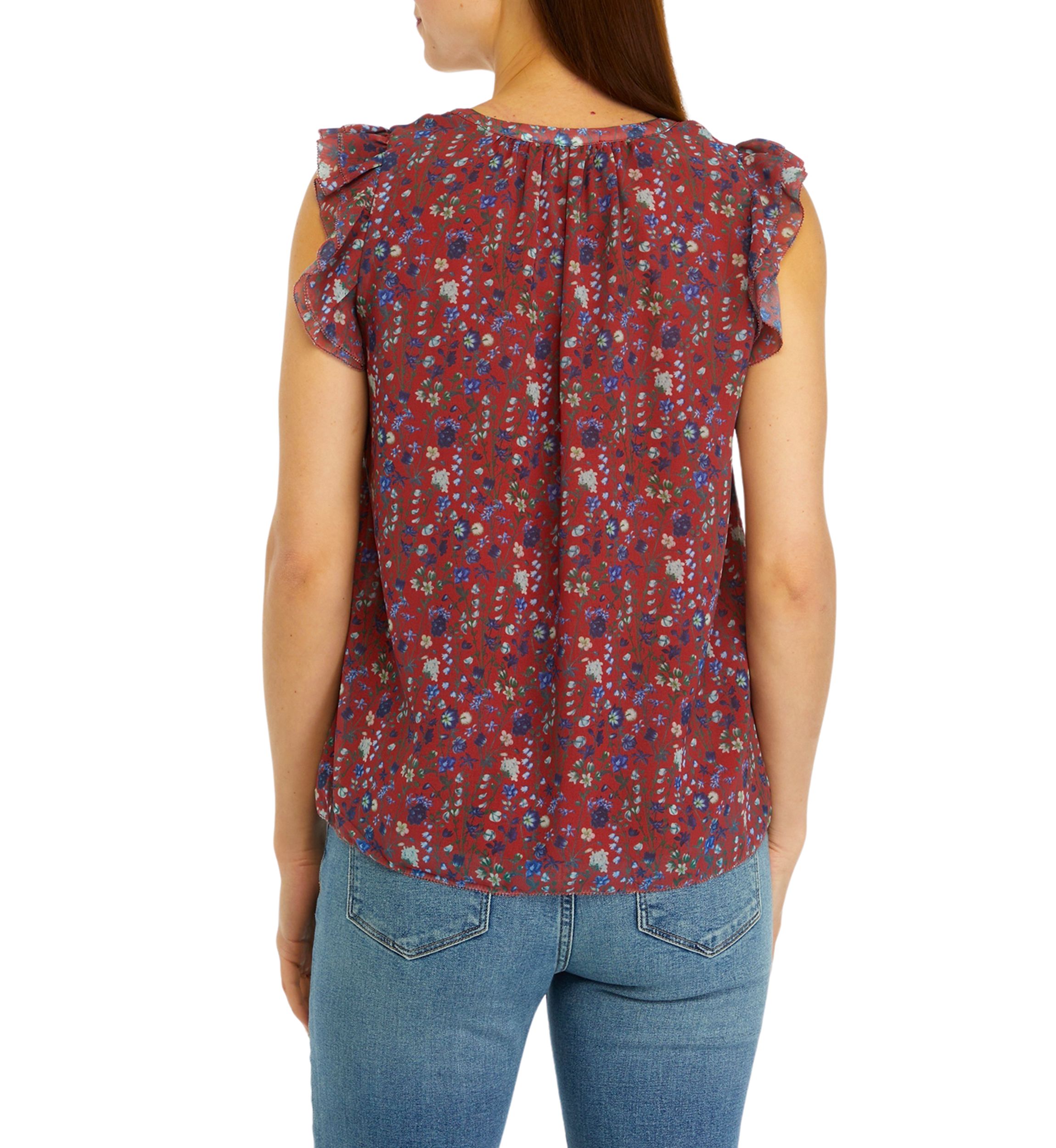Womens Floral Printed Ruffle Top