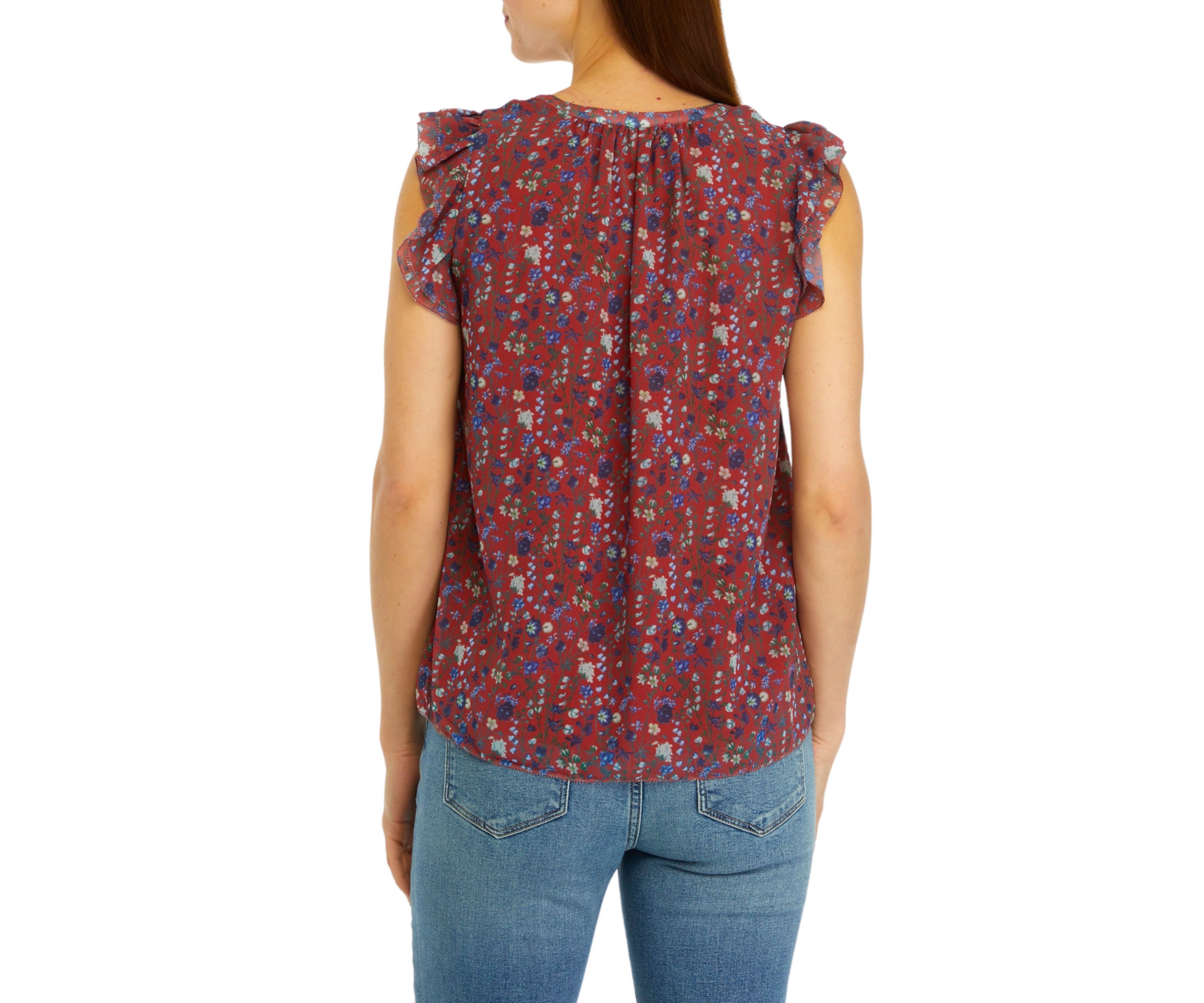 Womens Floral Printed Ruffle Top