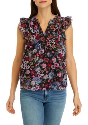 Women's Floral Printed Ruffle Top