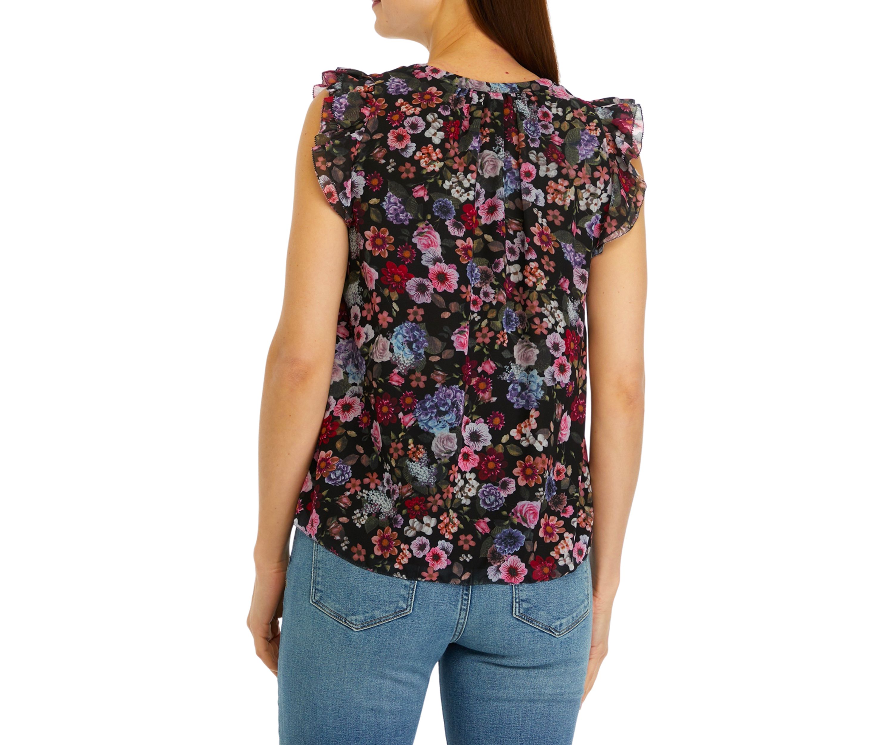 Womens Floral Printed Ruffle Top
