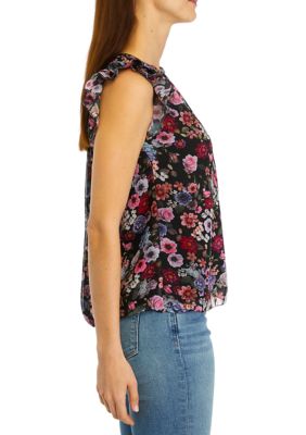 Women's Floral Printed Ruffle Top