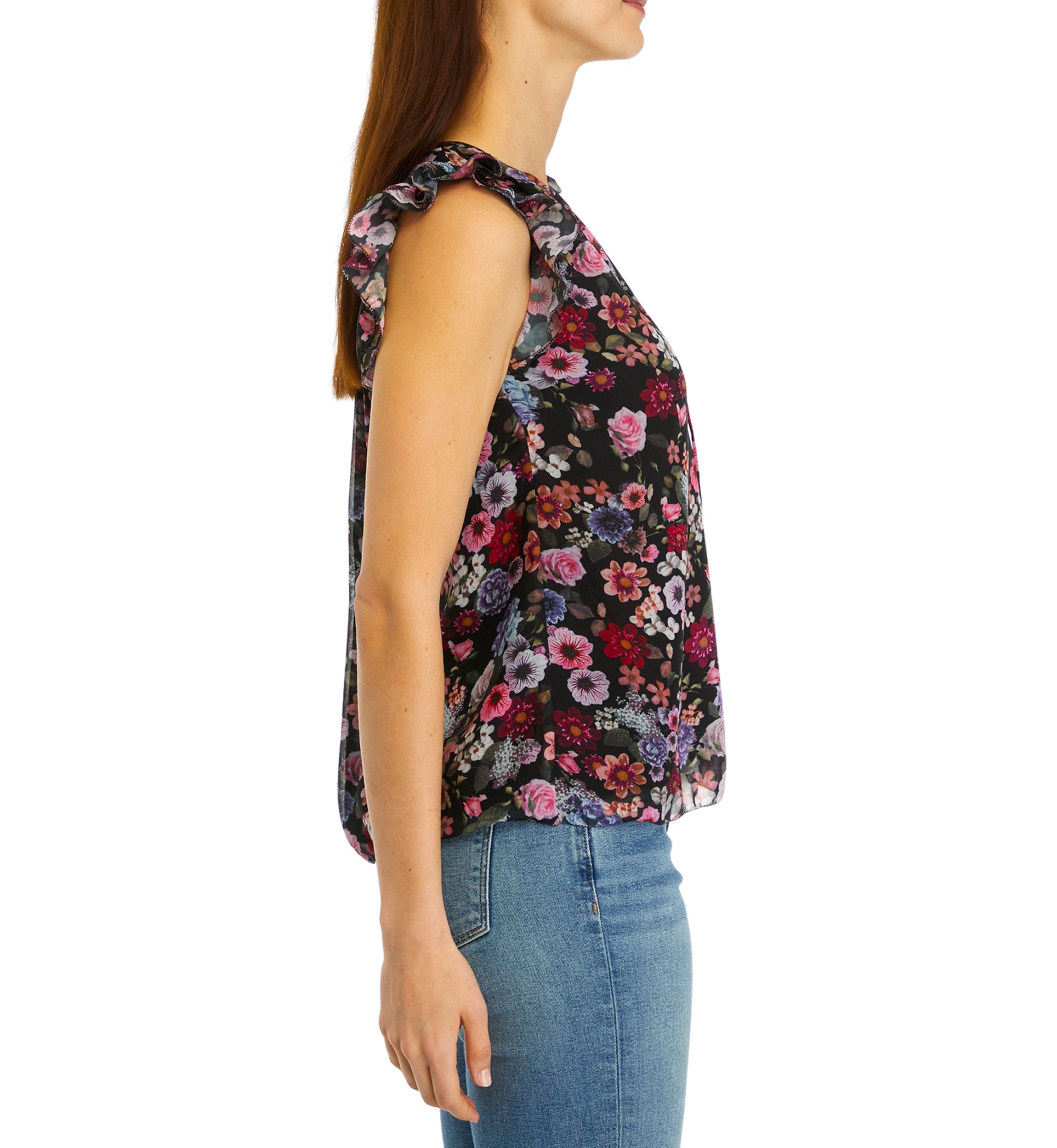 Womens Floral Printed Ruffle Top