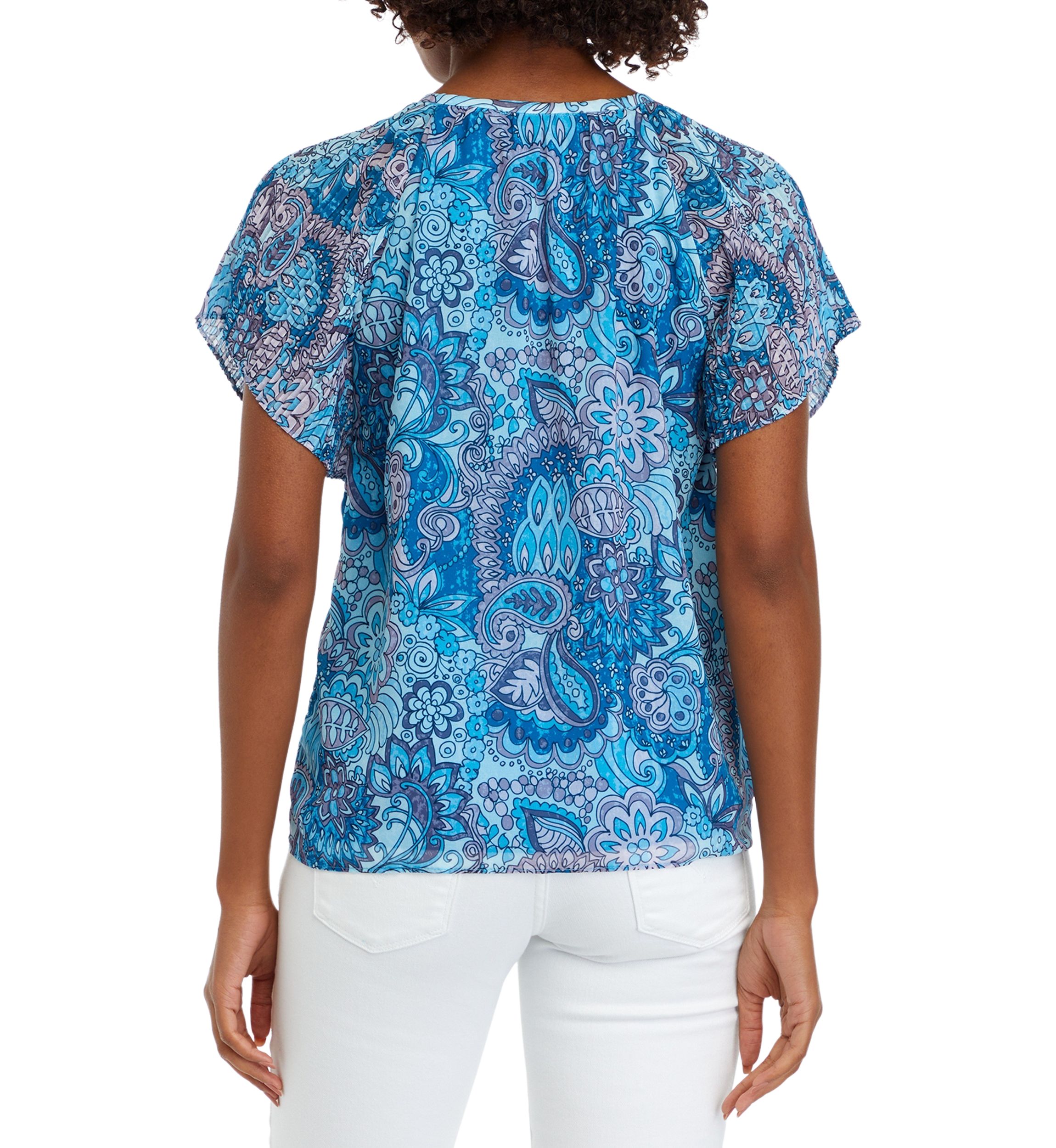 Womens Short Sleeve Printed Blouse