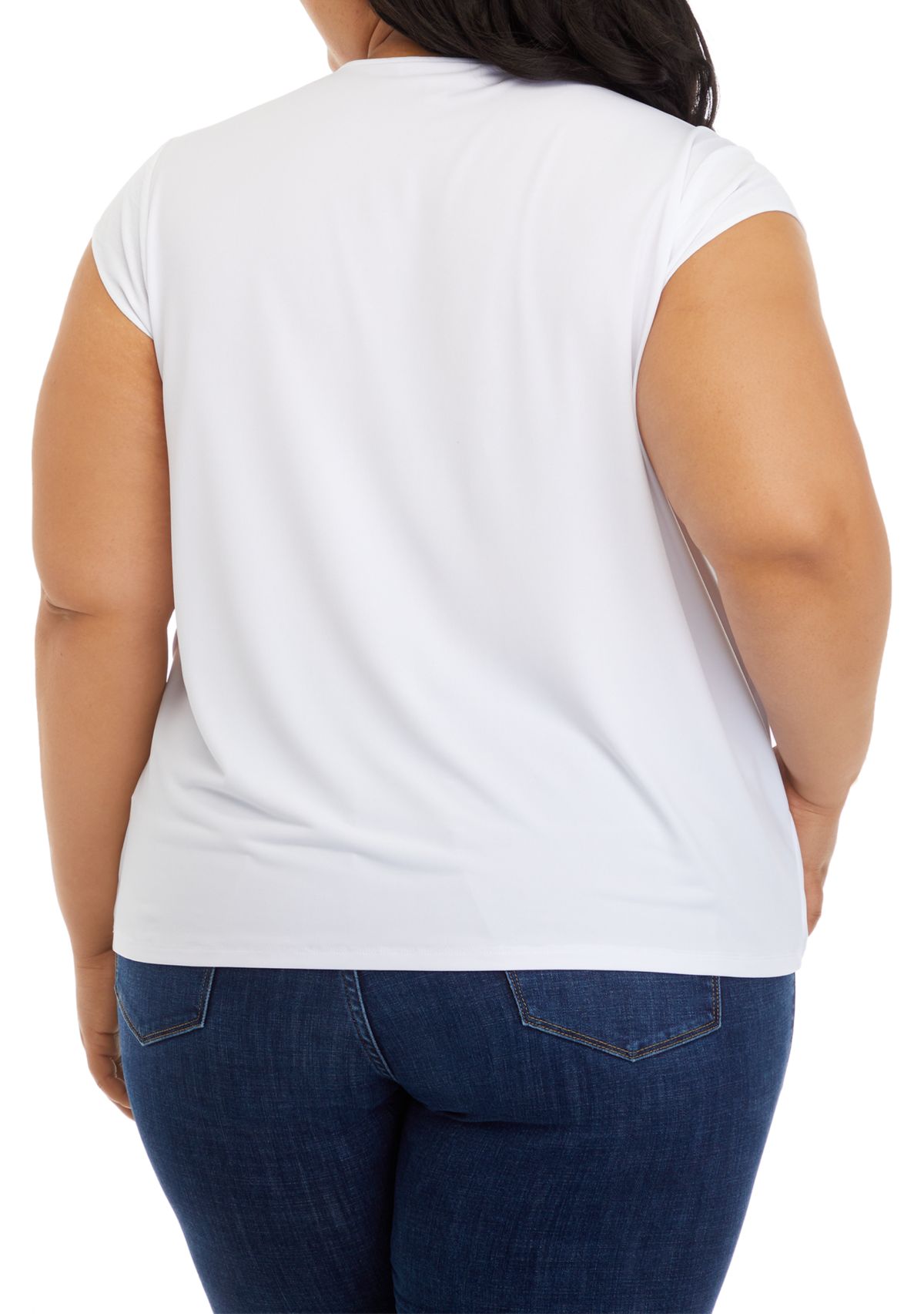 Plus Size Cap Sleeve Solid Knit Top