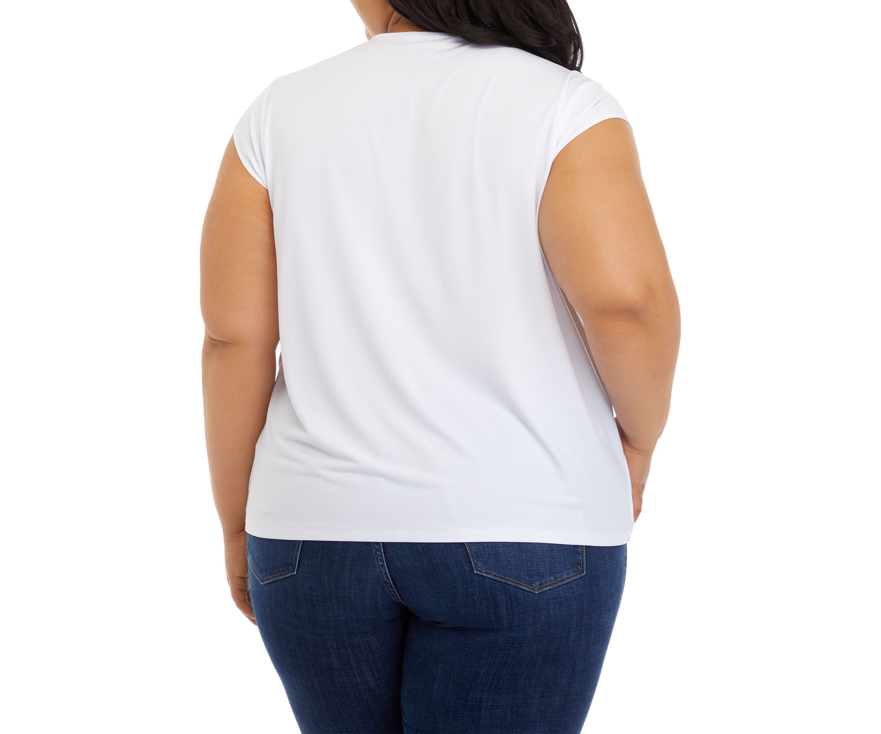 Plus Size Cap Sleeve Solid Knit Top