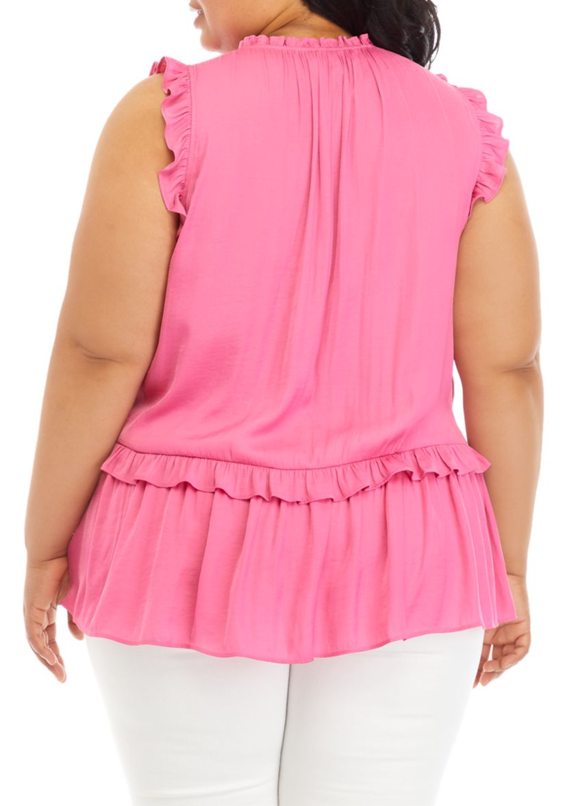 Plus Size Sleeveless Tiered Airflow Woven Top 