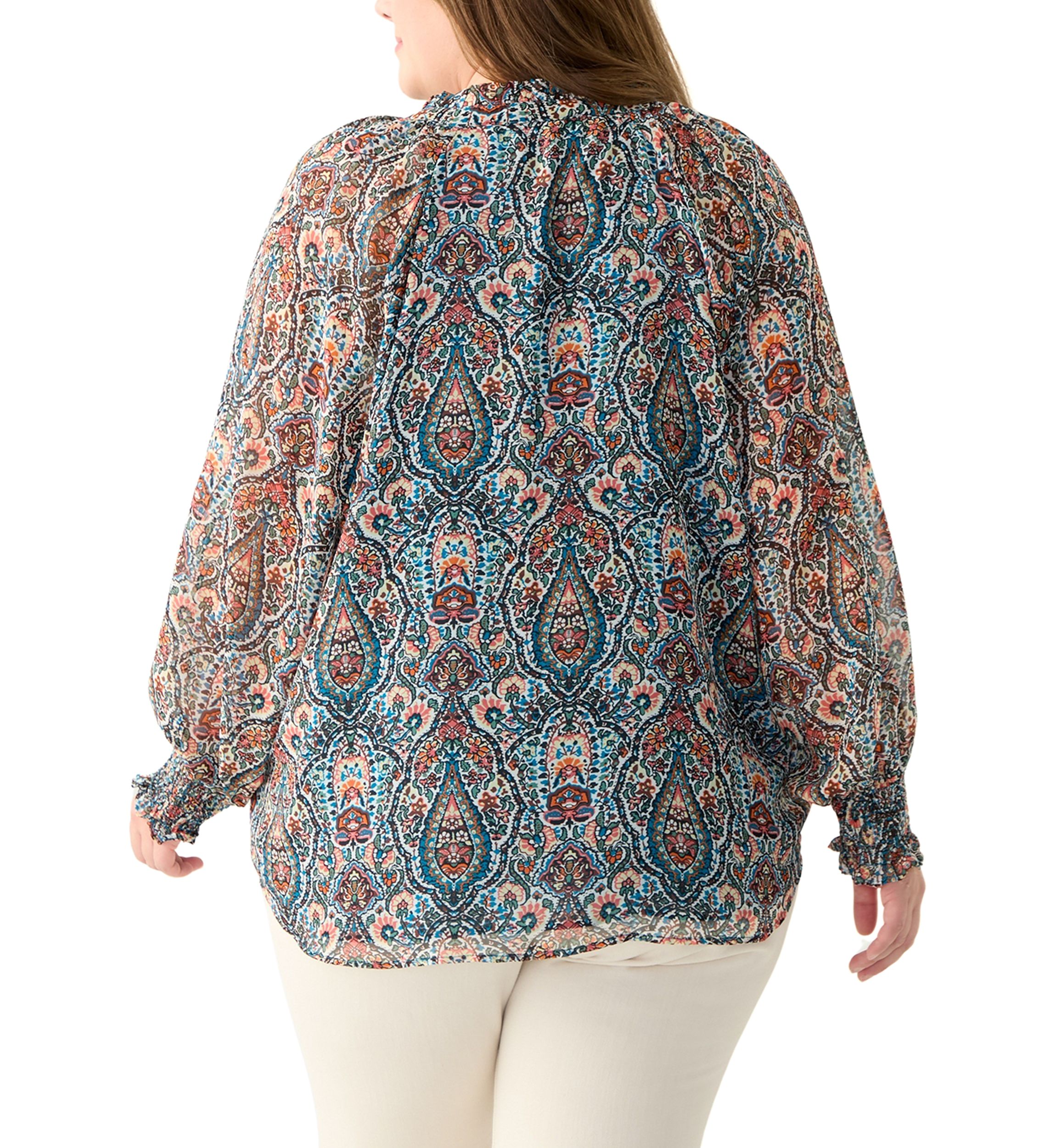 Plus Size Long Sleeve Printed Blouse