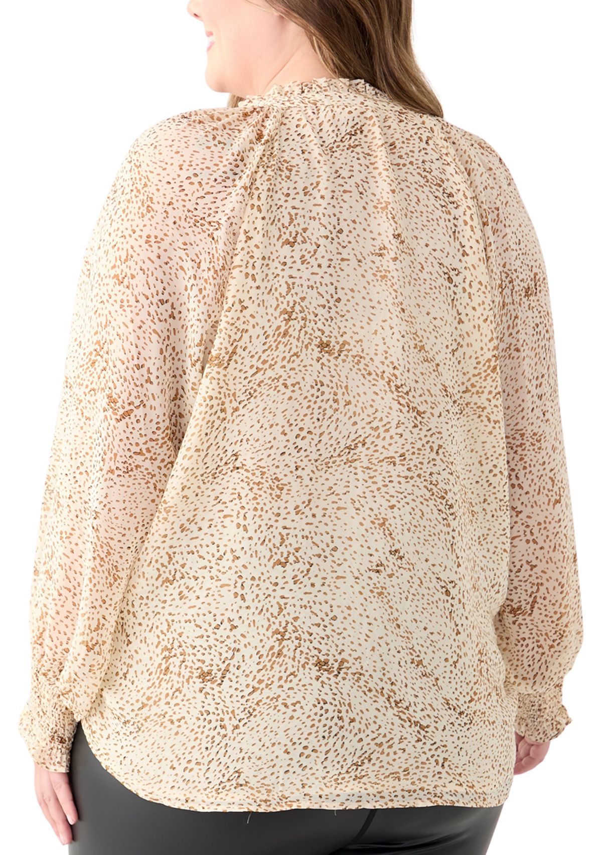 Plus Size Long Sleeve Printed Blouse