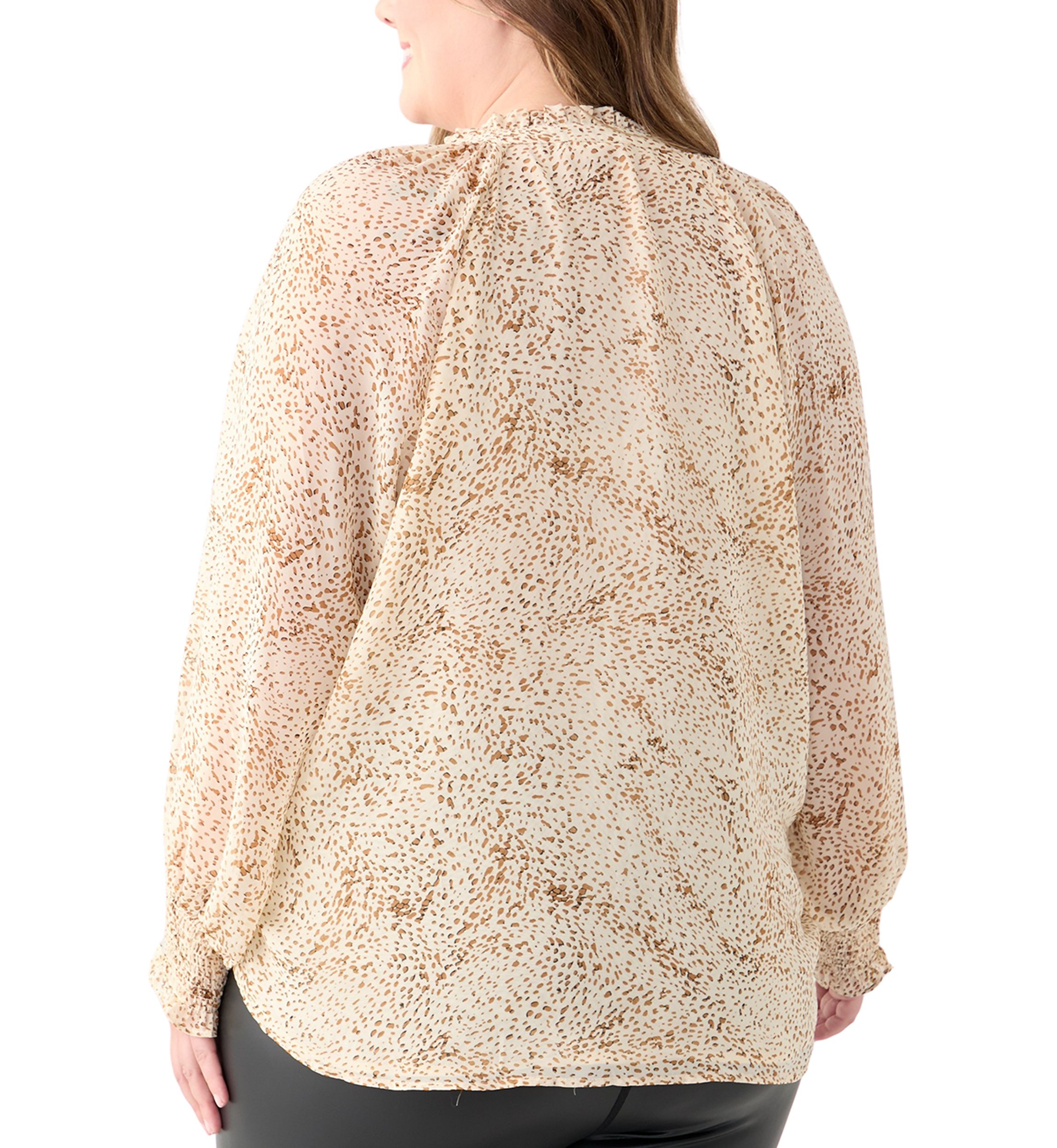 Plus Size Long Sleeve Printed Blouse