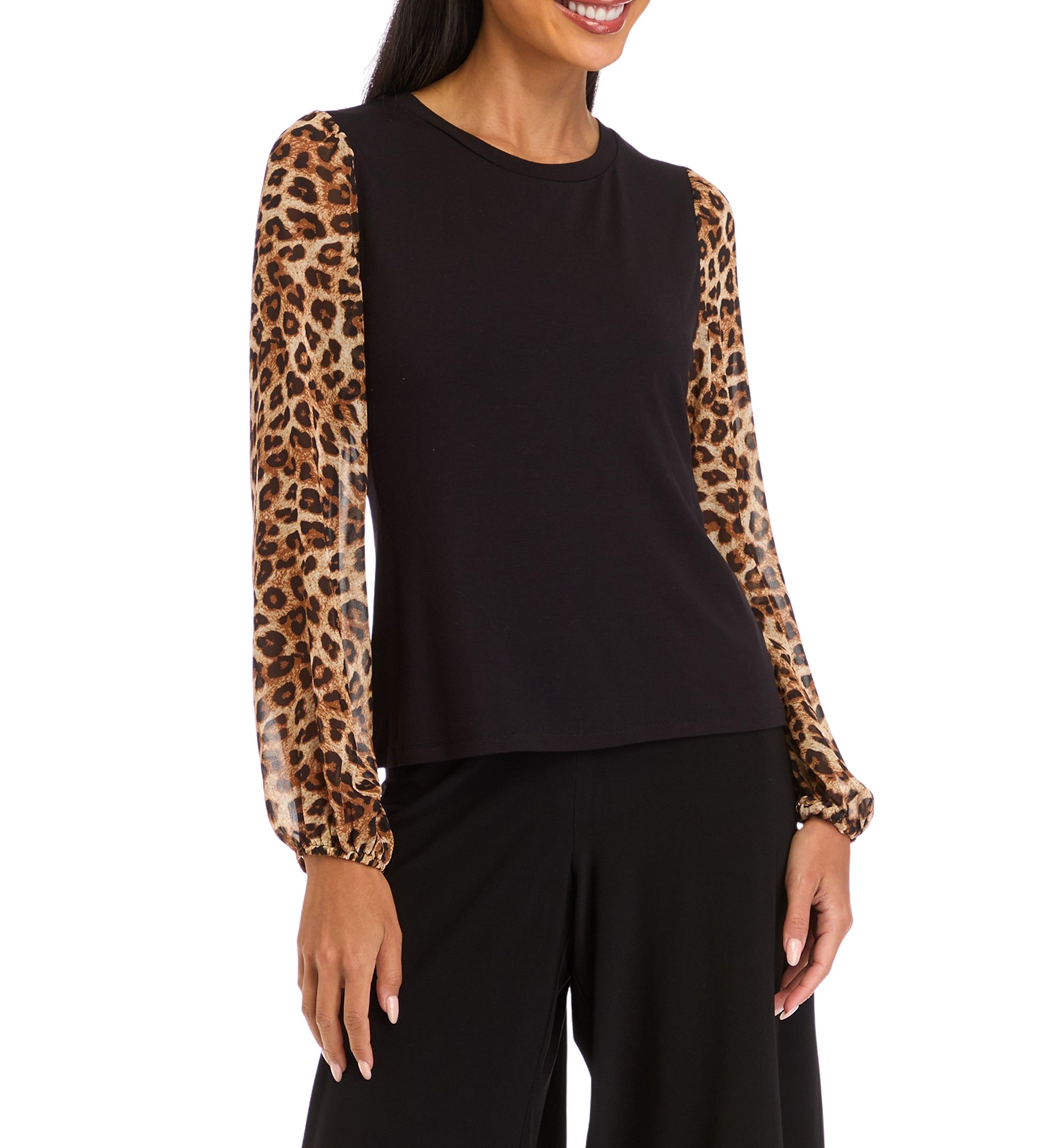 Petite Long Sleeve Crew Neck Jersey Top 