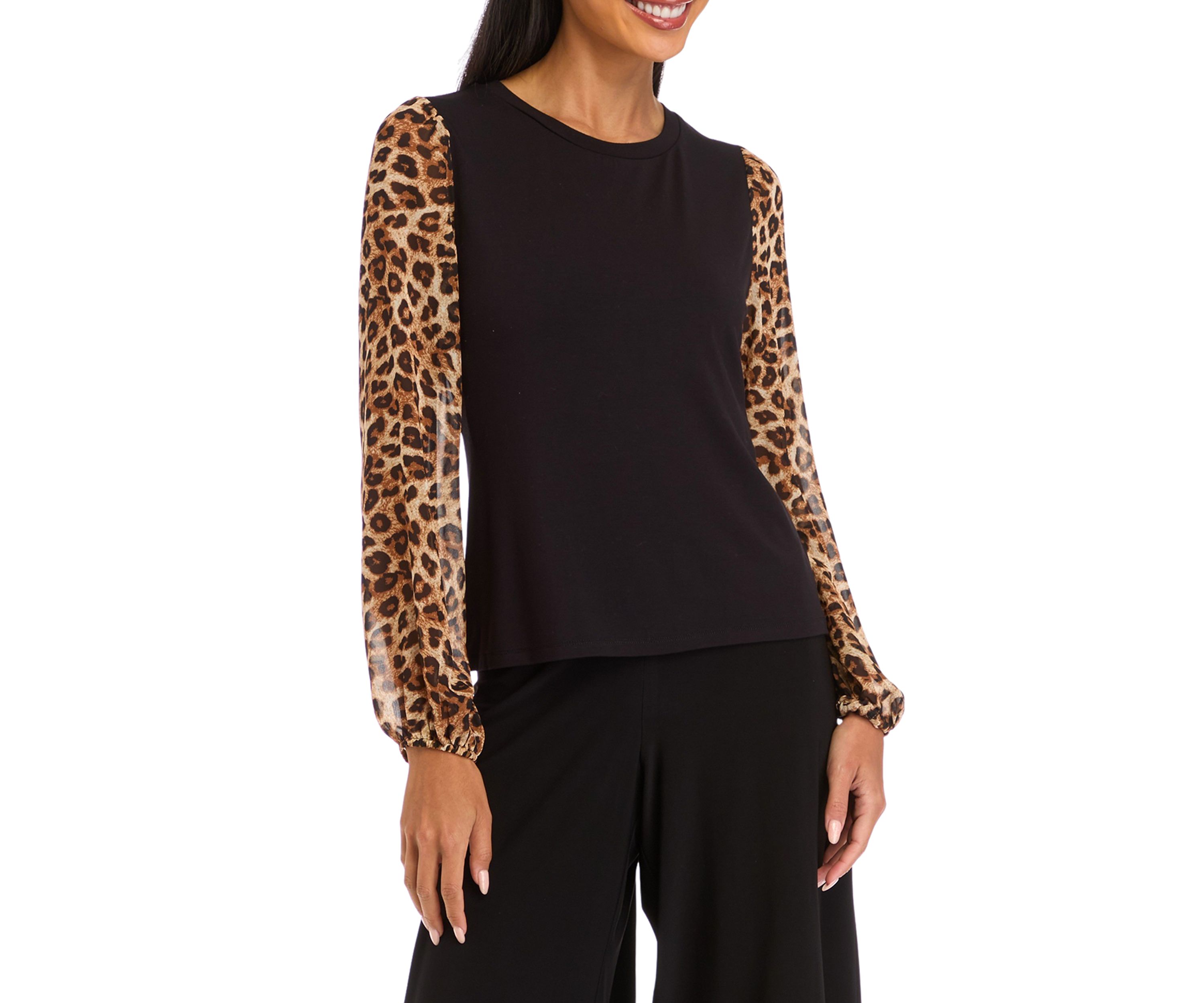 Petite Long Sleeve Crew Neck Jersey Top 