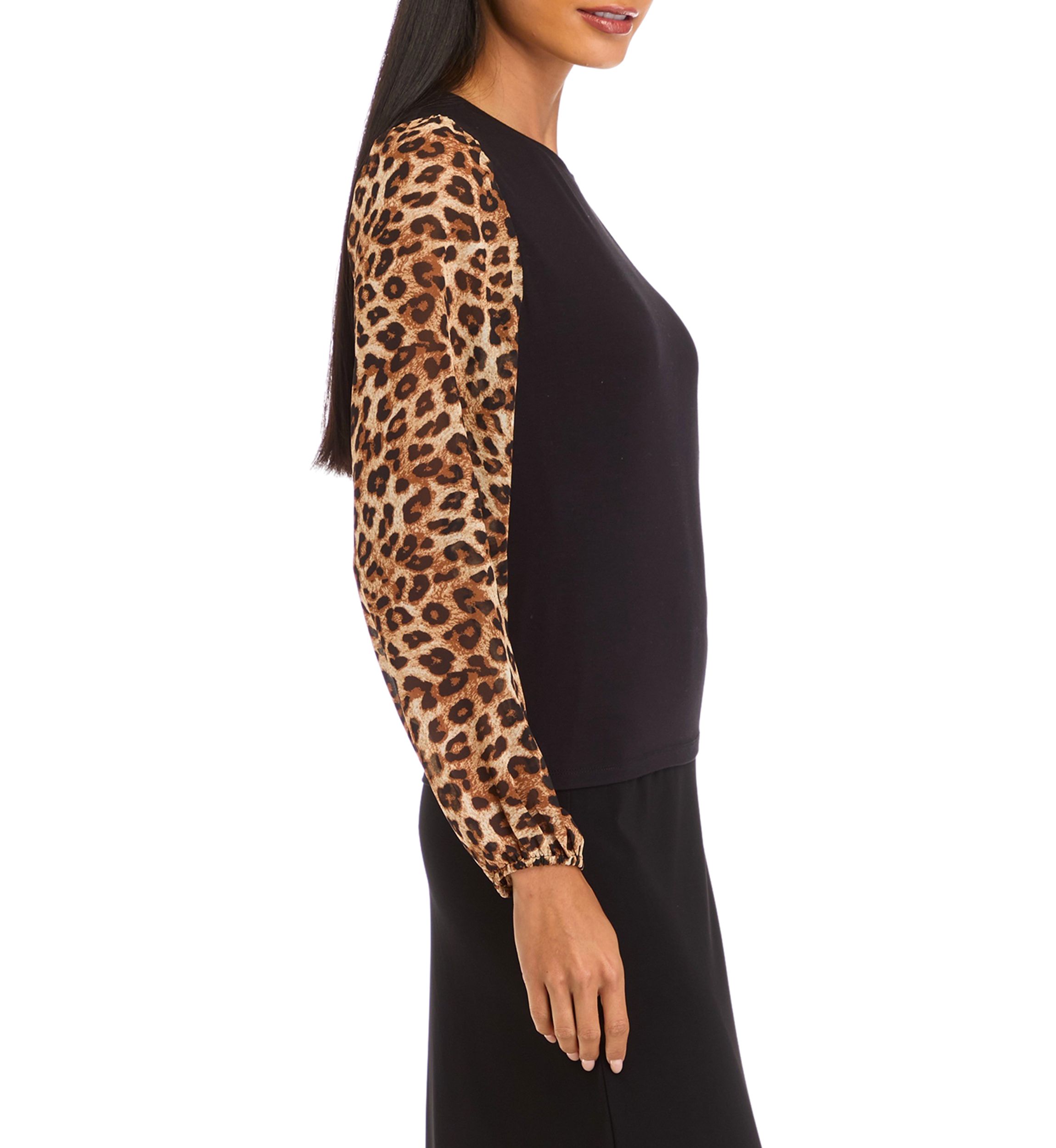 Petite Long Sleeve Crew Neck Jersey Top 