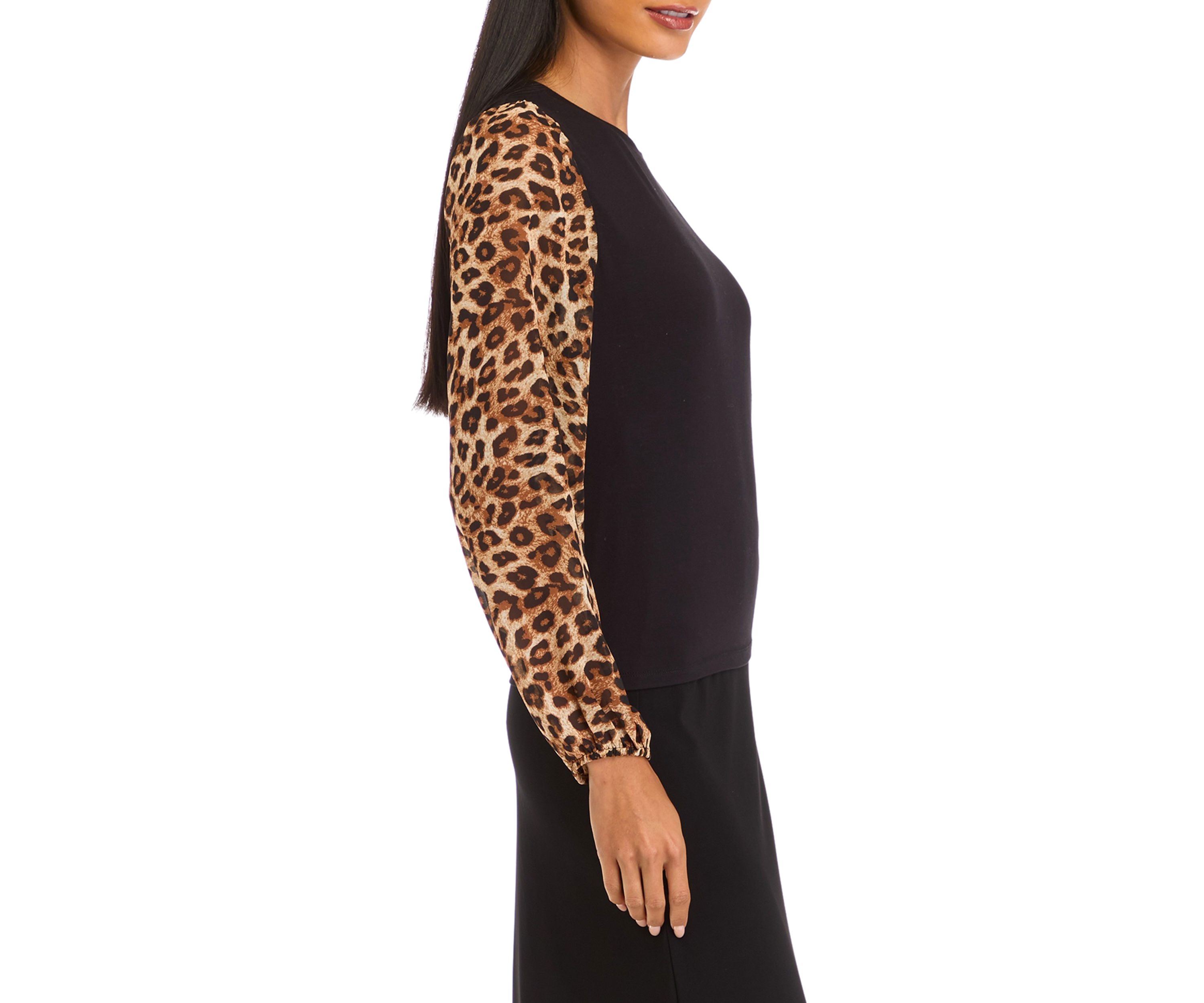 Petite Long Sleeve Crew Neck Jersey Top 