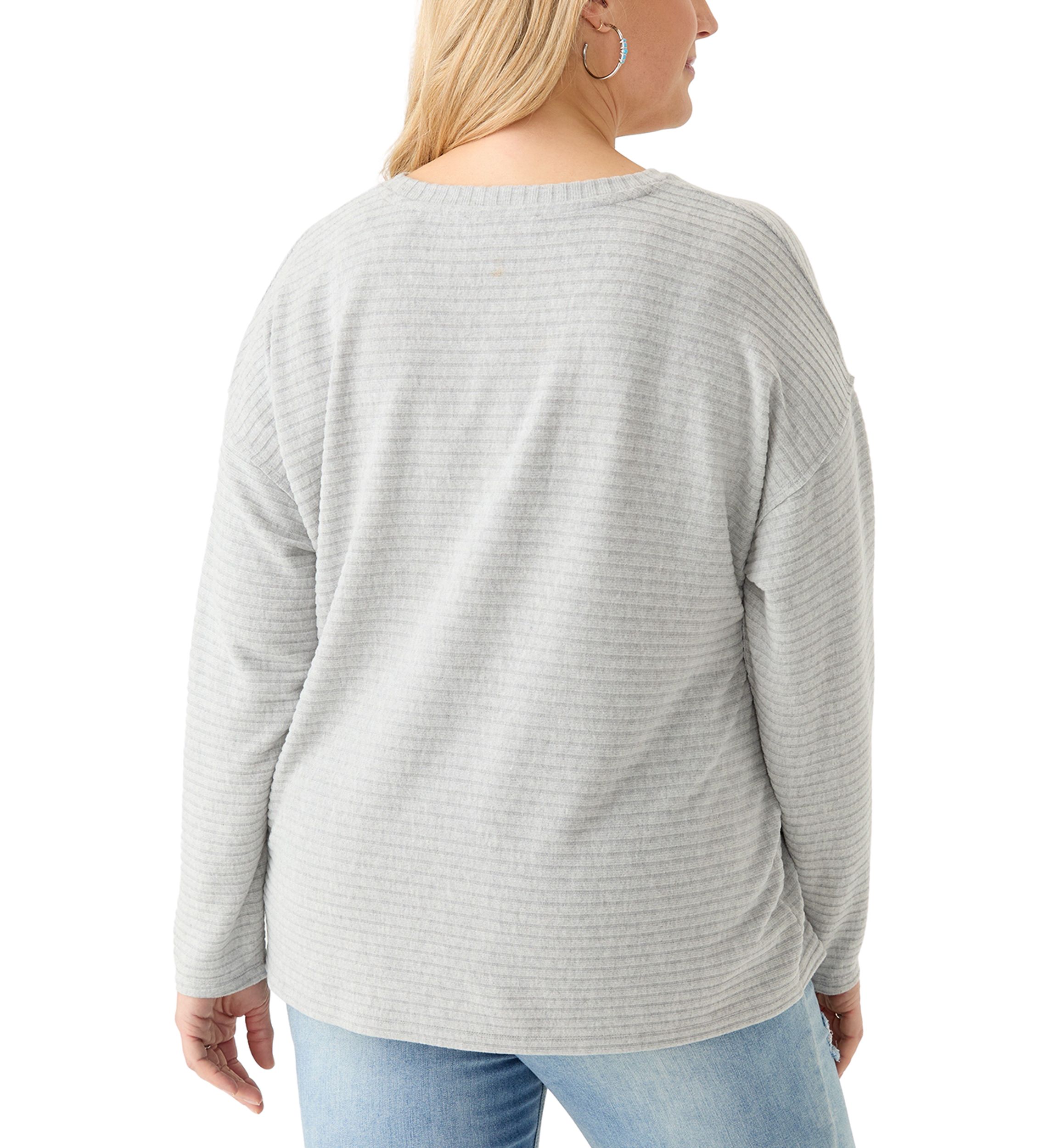 Plus Size Long Drop Shoulder Sleeve Crew Neck Top