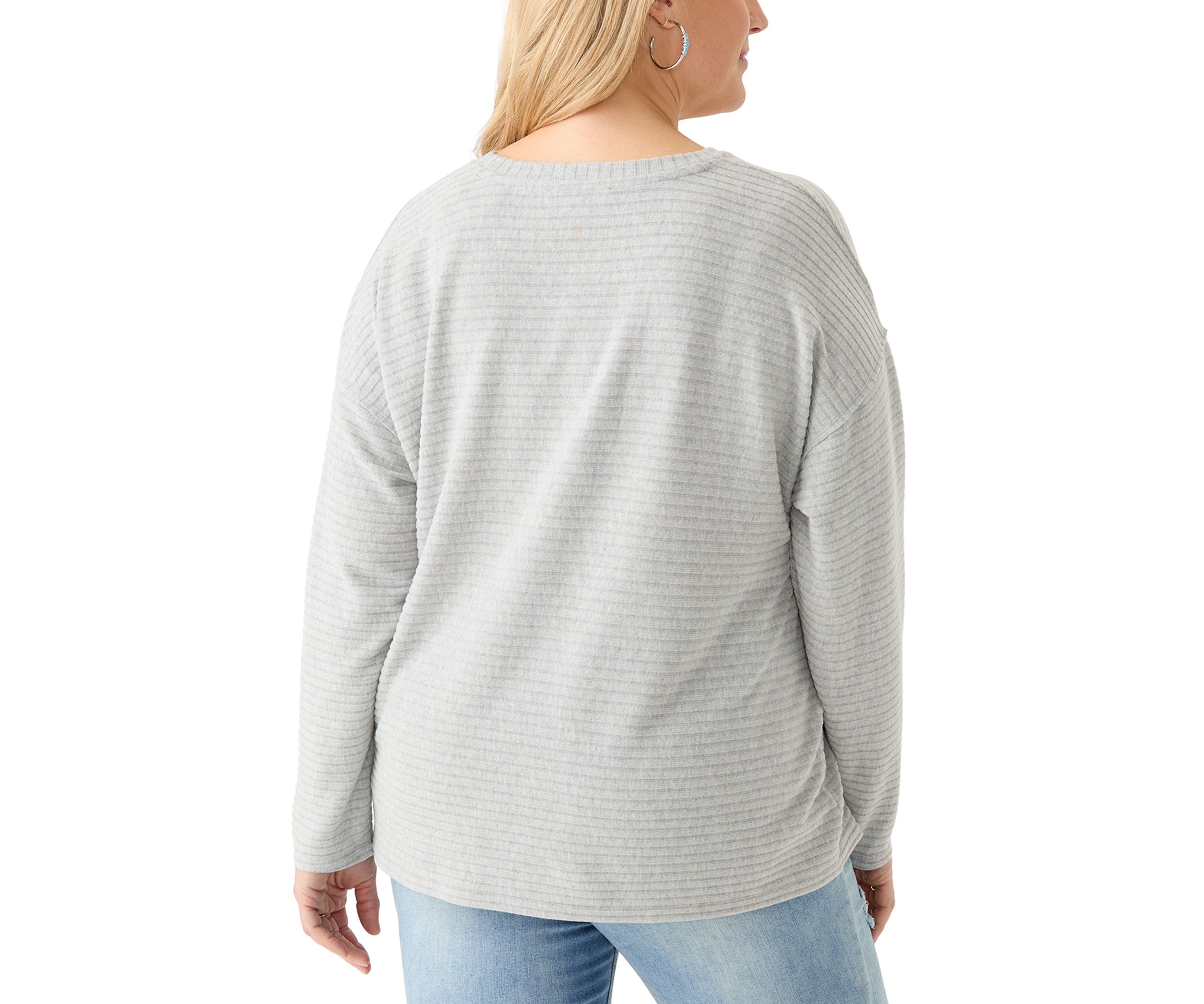 Plus Size Long Drop Shoulder Sleeve Crew Neck Top