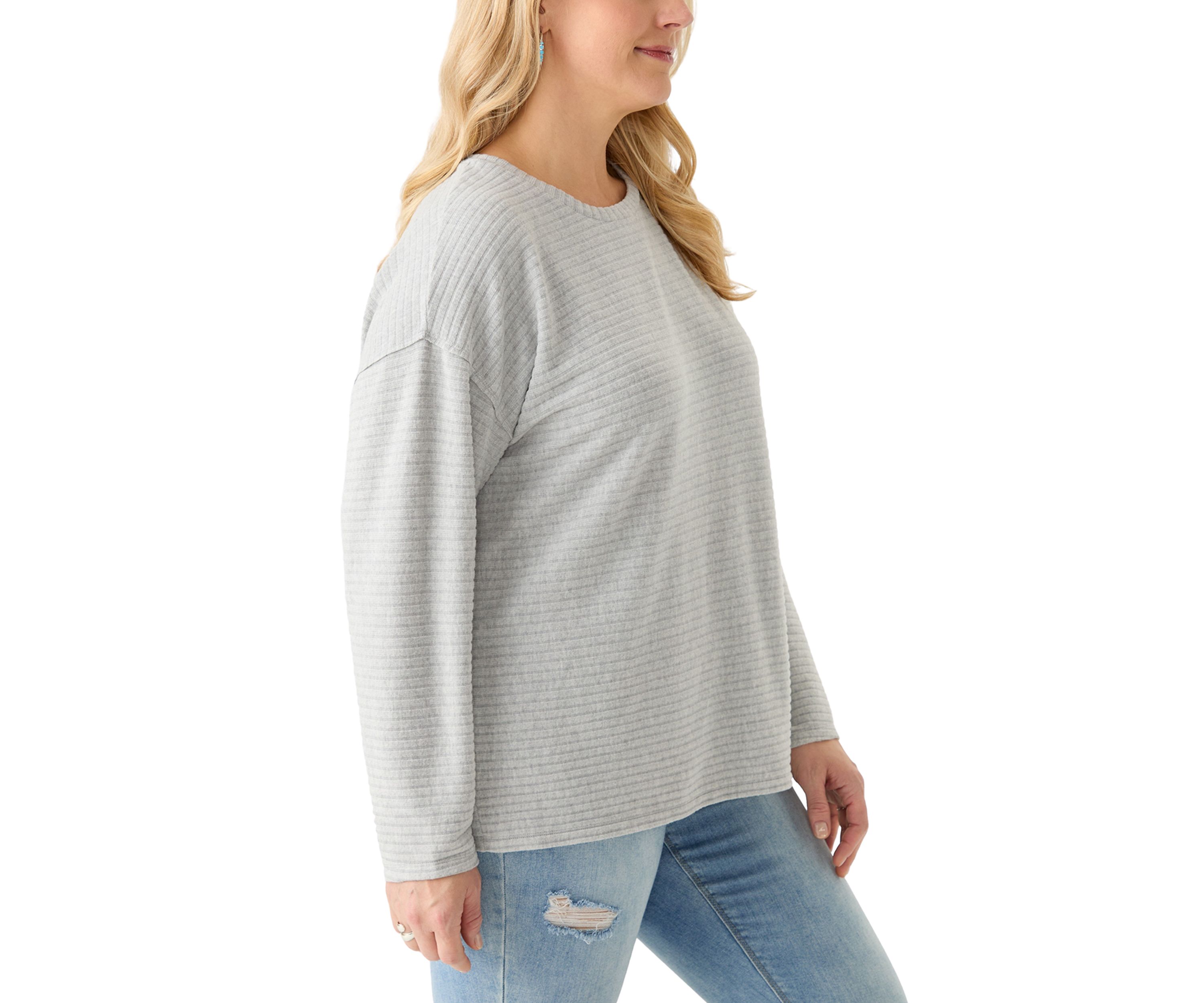 Plus Size Long Drop Shoulder Sleeve Crew Neck Top
