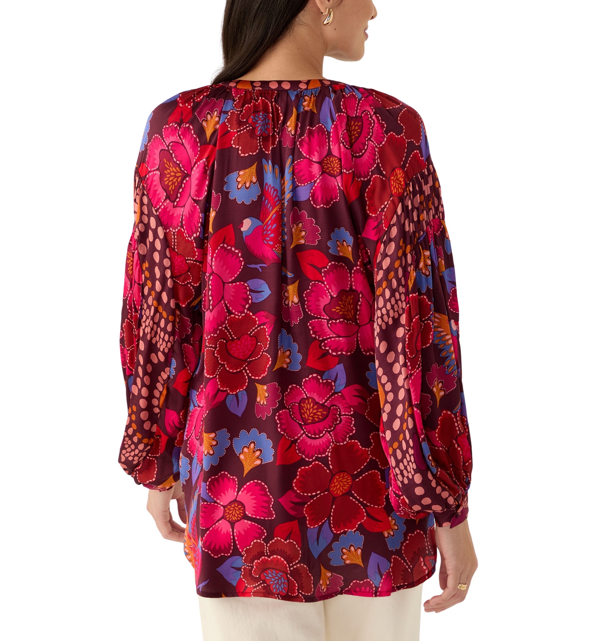 Womens Printed Split Neck Blouse