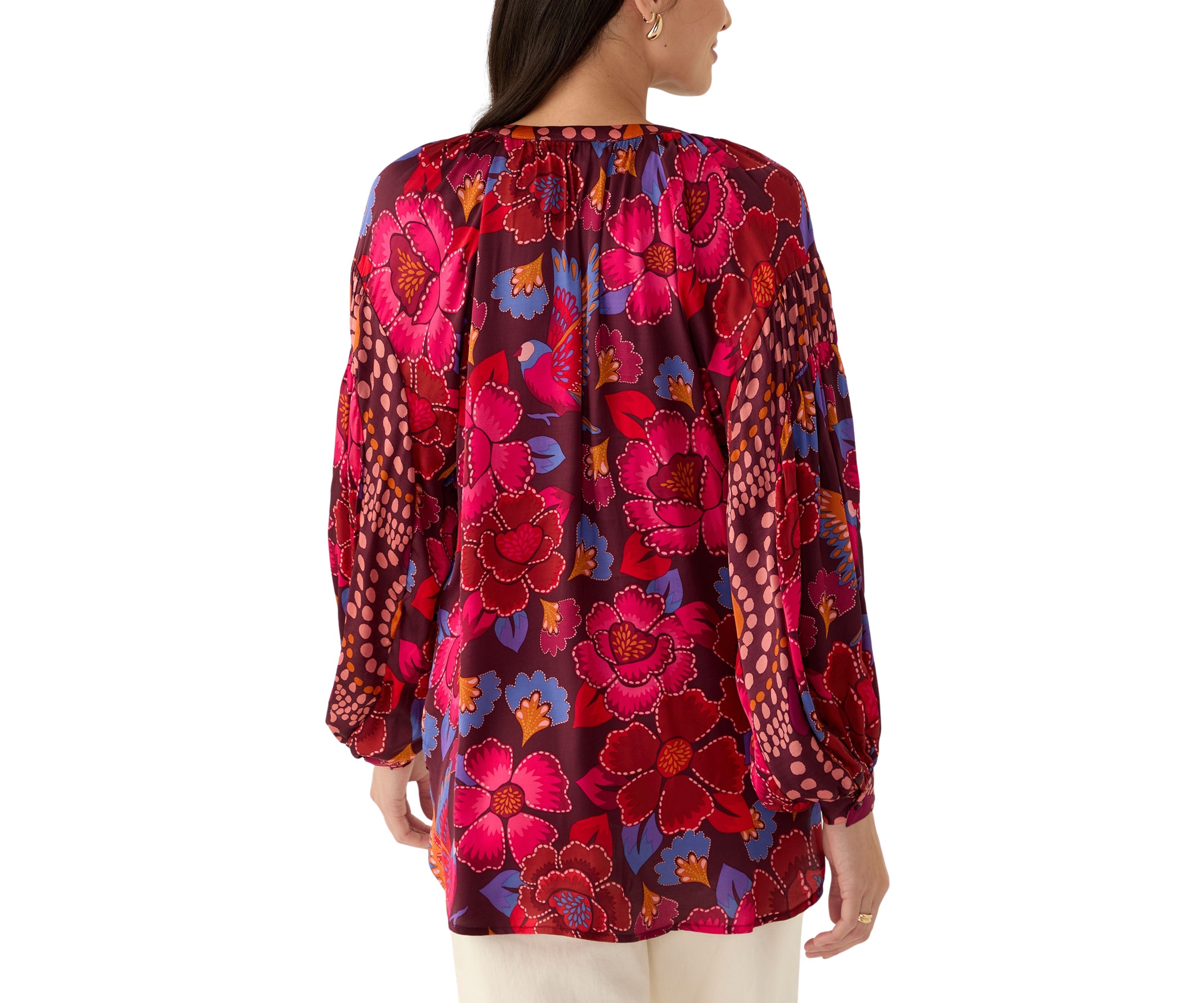 Womens Printed Split Neck Blouse