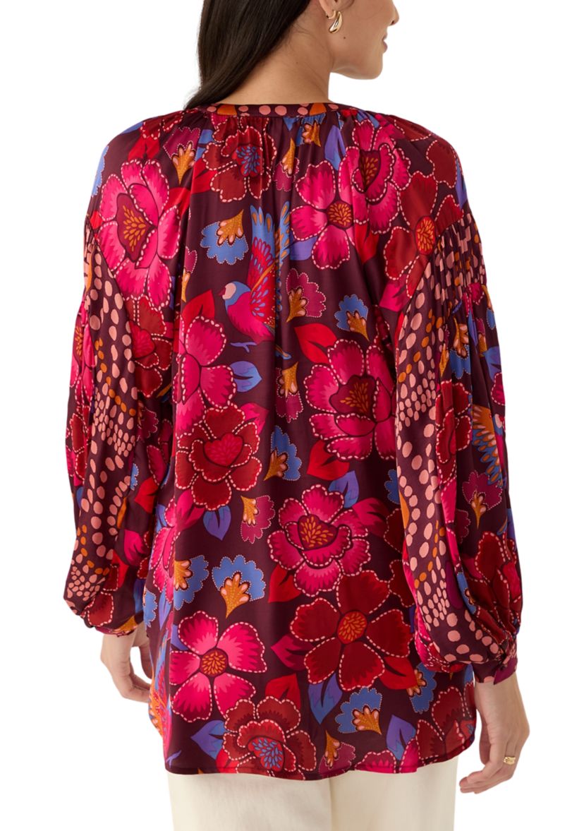 Womens Printed Split Neck Blouse