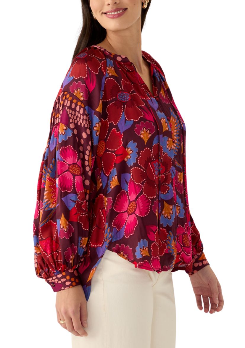 Womens Printed Split Neck Blouse