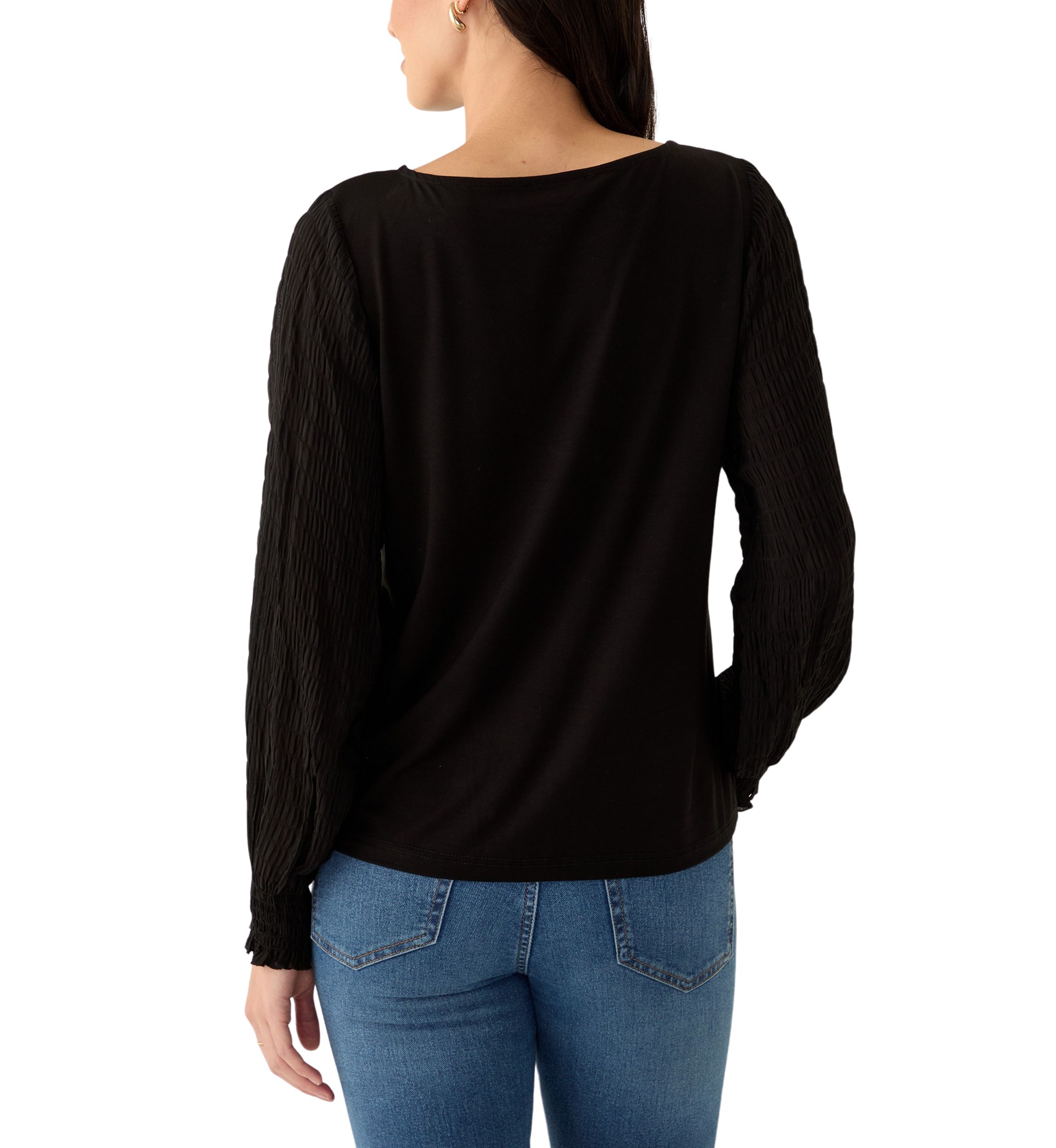 Womens Mixed Media Knit Top
