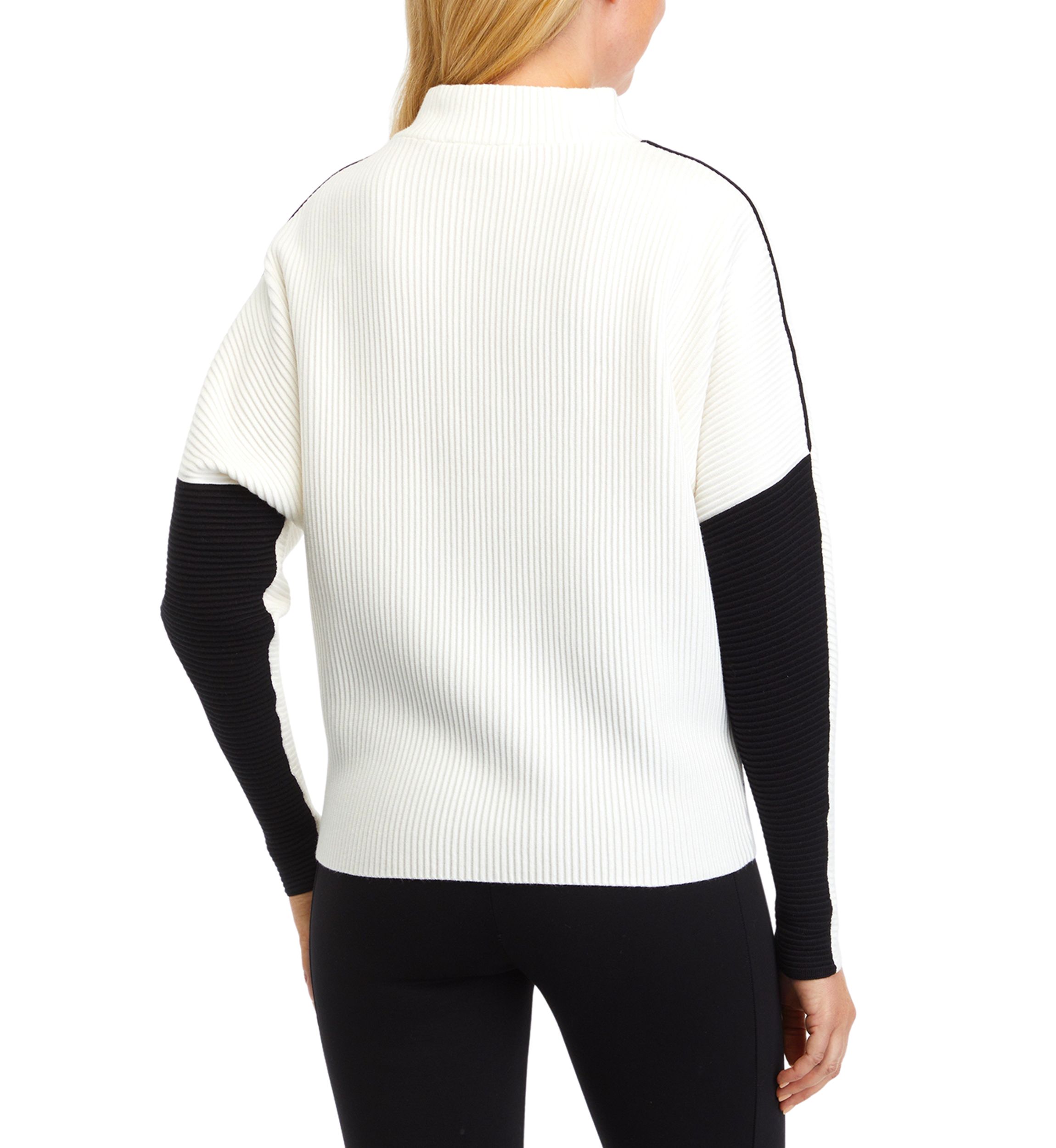 Womens Dolman Contrast Stitch Mock Neck Sweater 