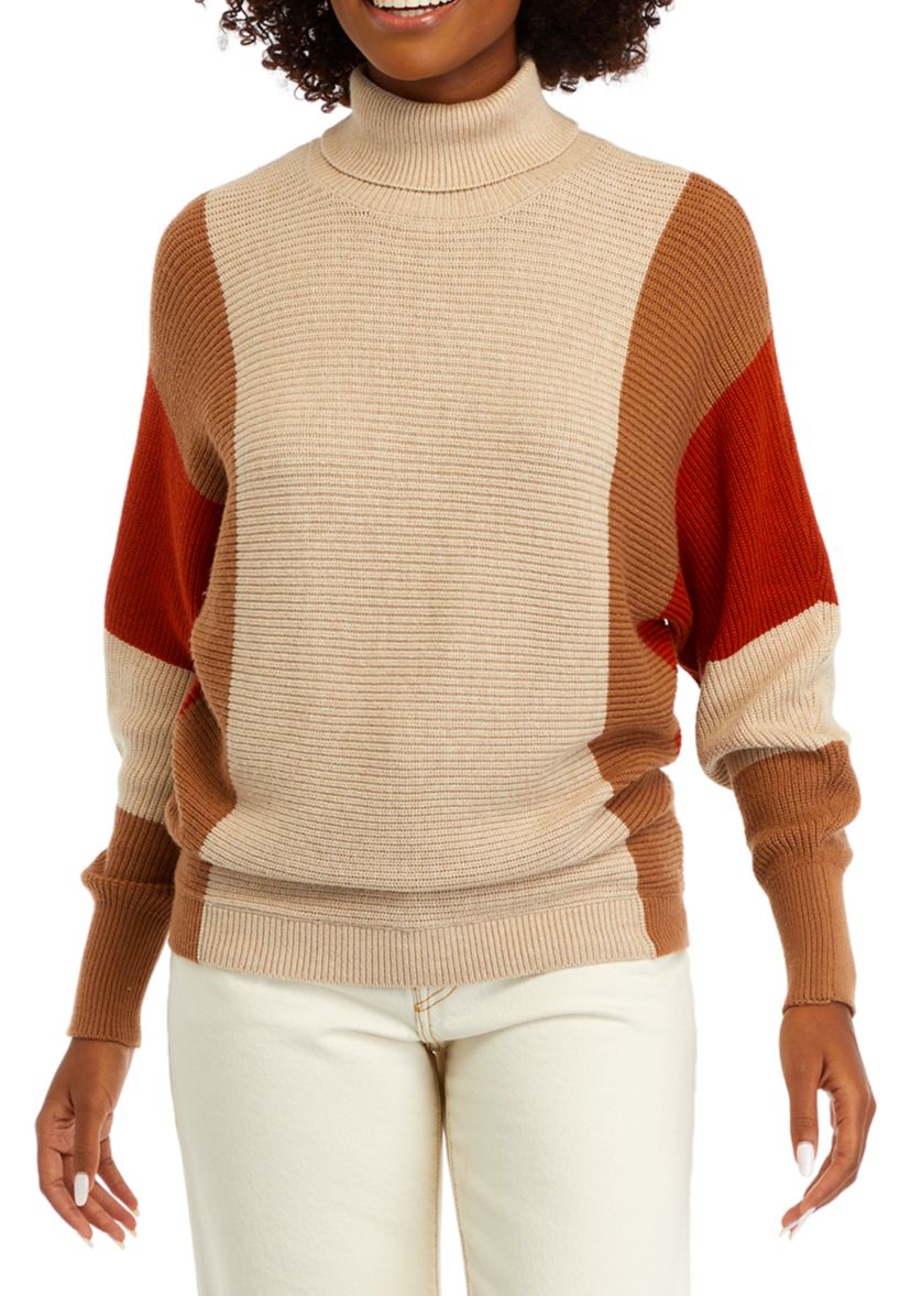 Womens Color Block Dolman Sweater 