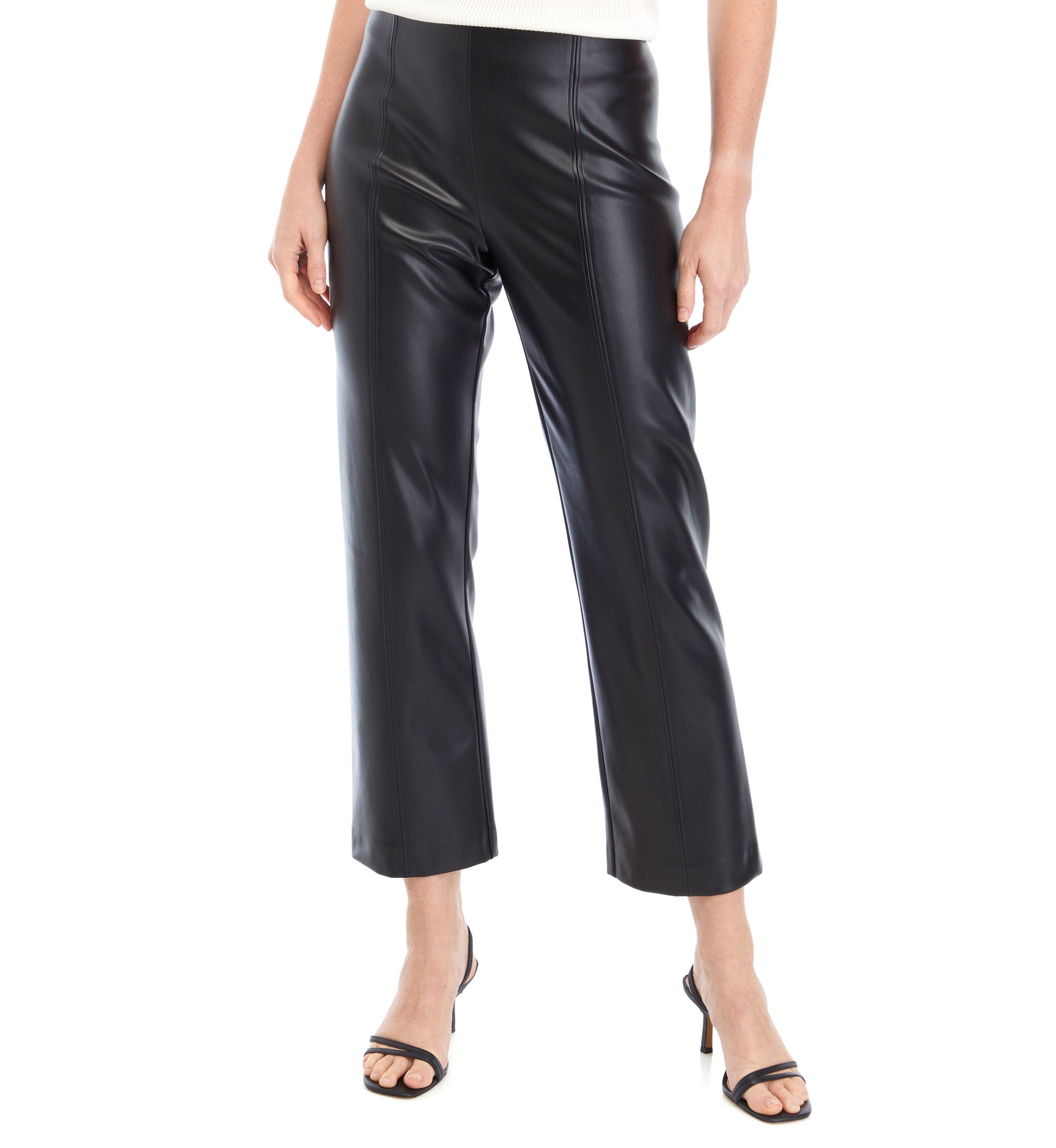 Womens Straight Vegan Leather Pants