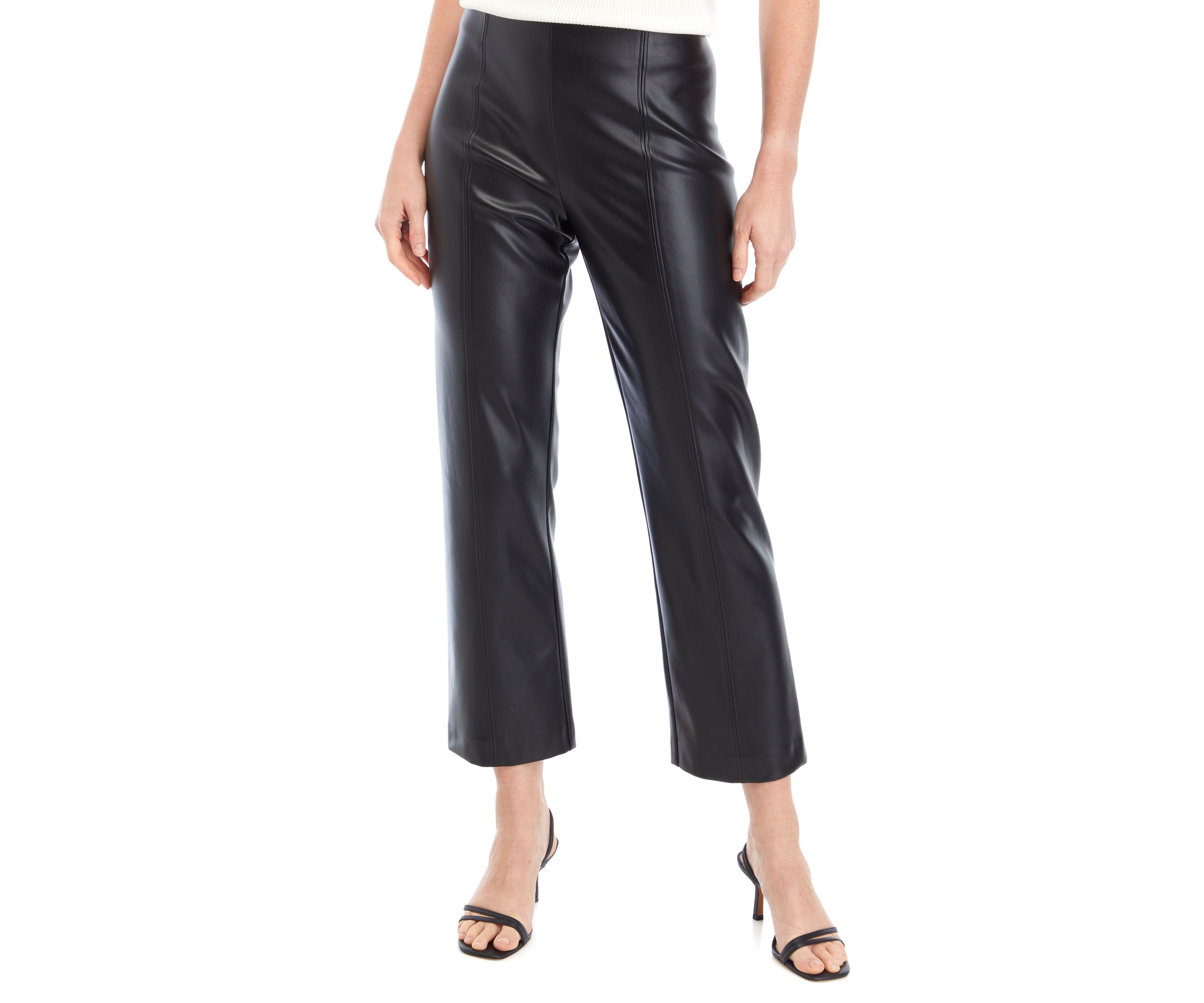 Womens Straight Vegan Leather Pants