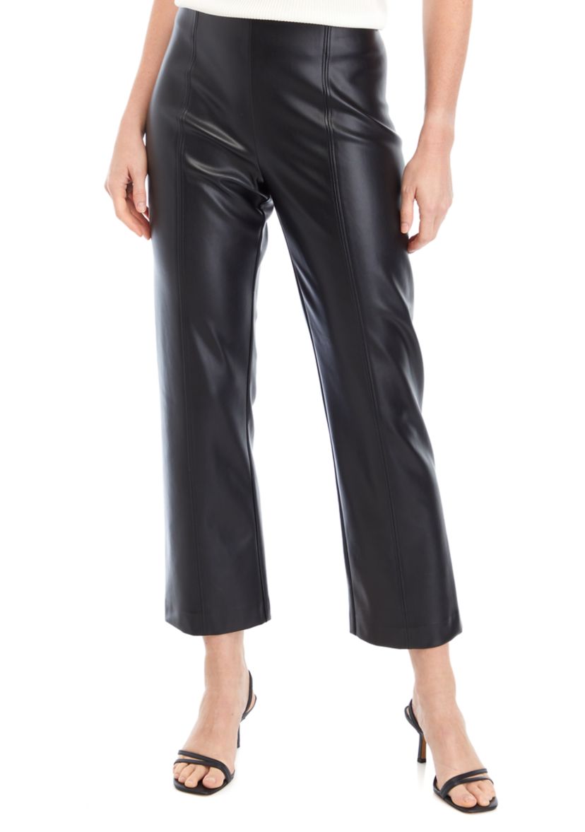Womens Straight Vegan Leather Pants