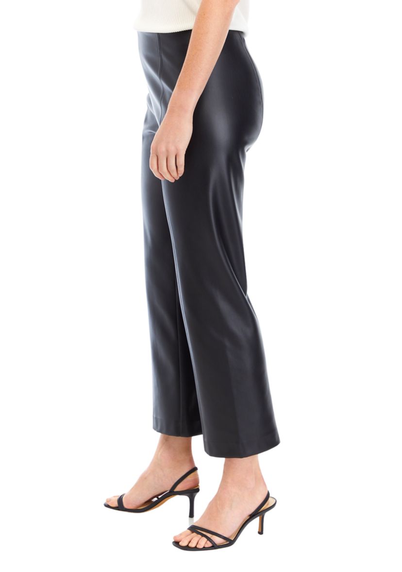 Womens Straight Vegan Leather Pants