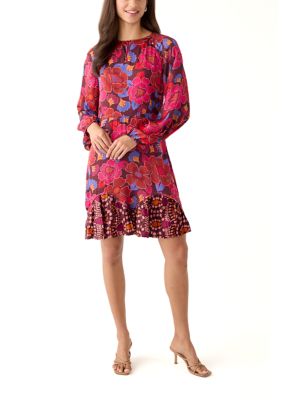 Bell Sleeve Ruffle Hem Floral Dress