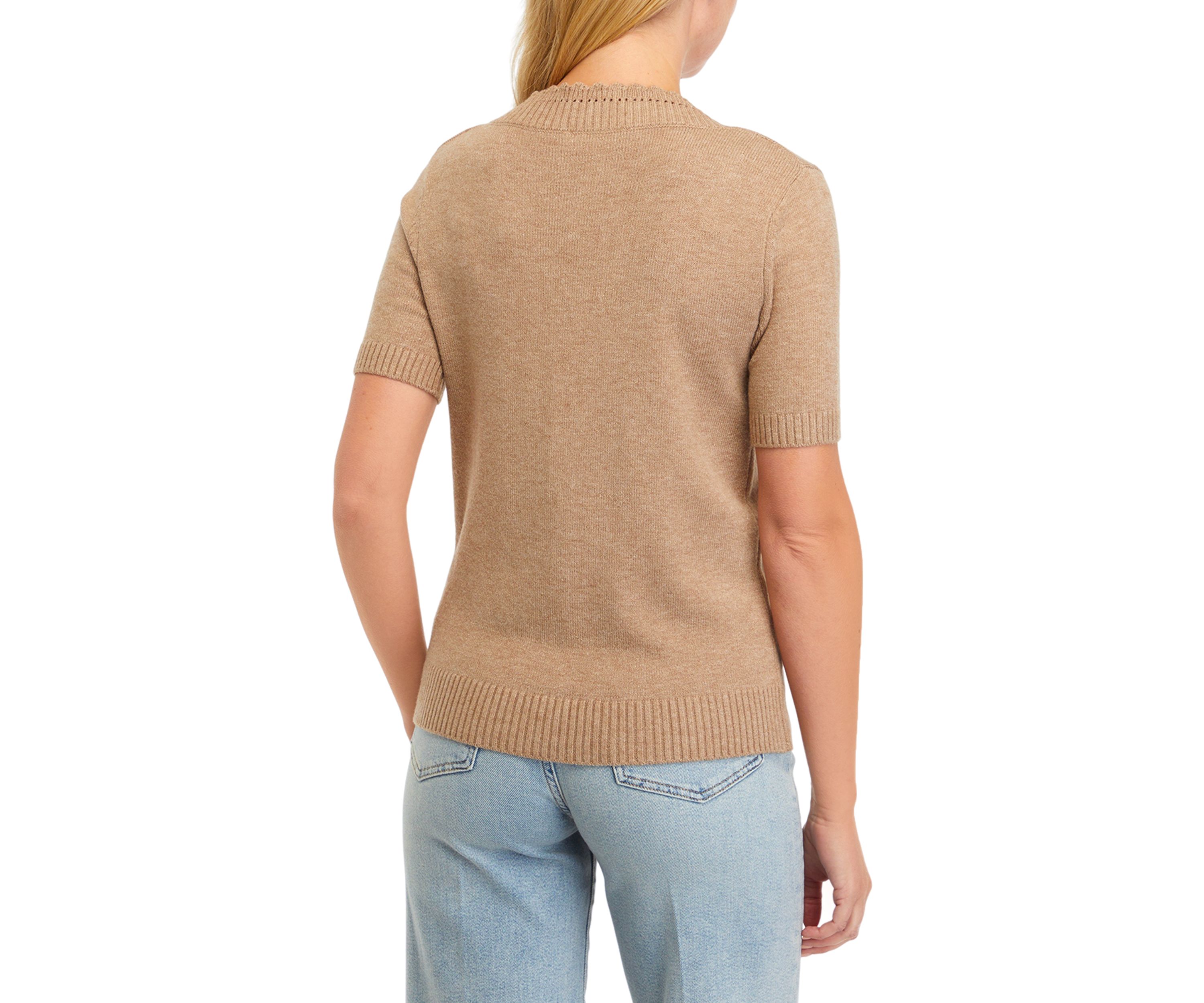 Womens Short Sleeve V-Neck Sweater 