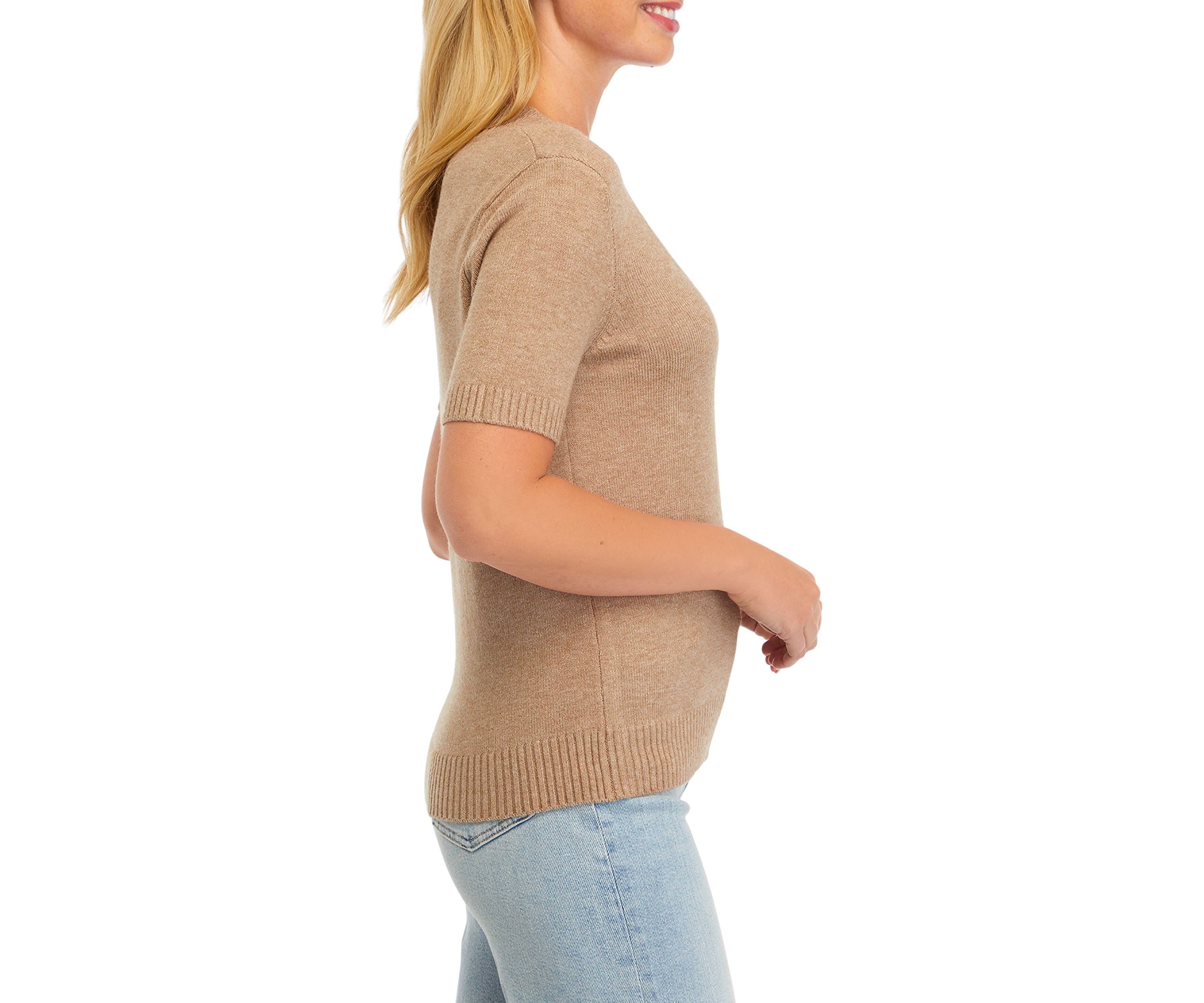 Womens Short Sleeve V-Neck Sweater 