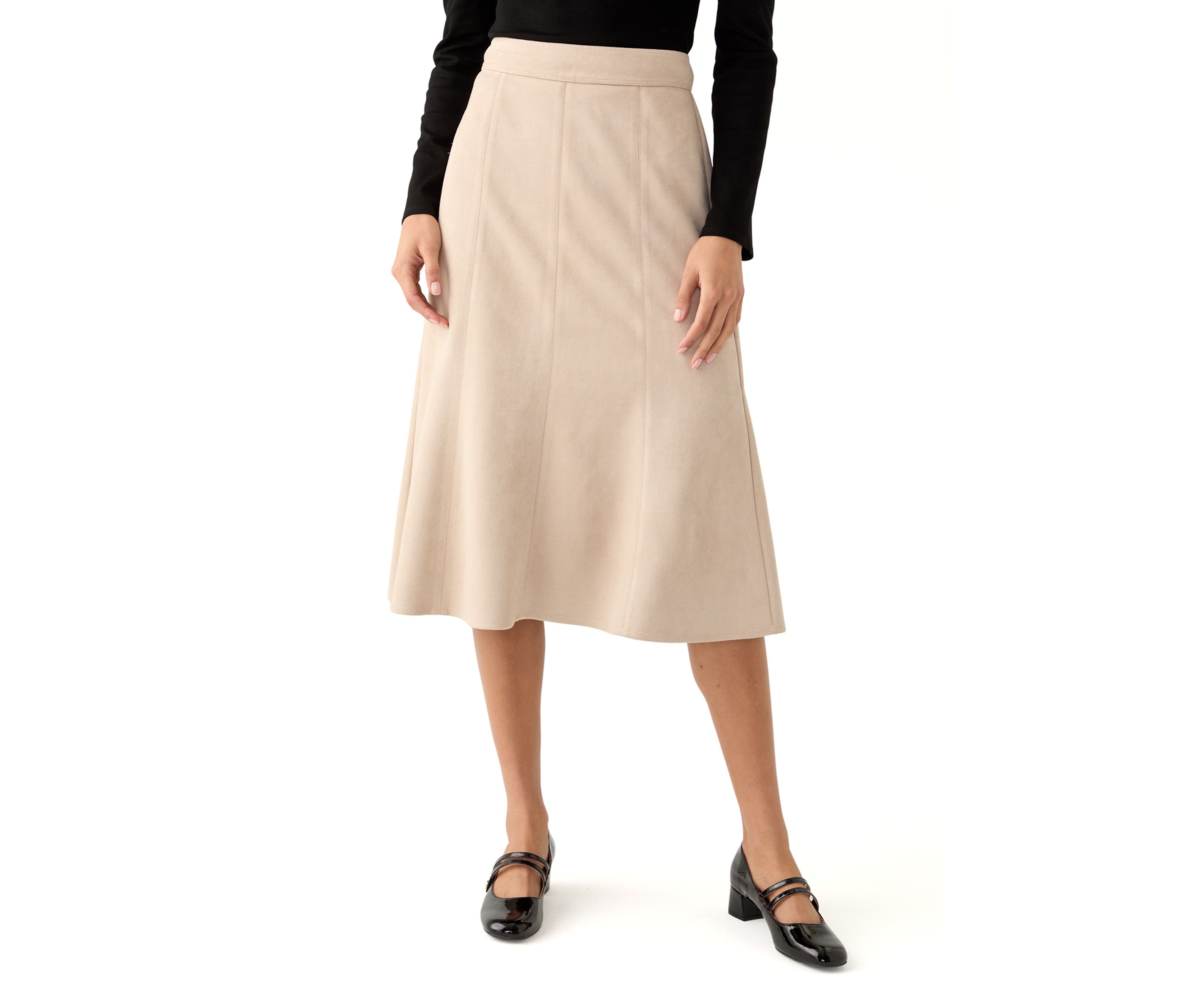 Womens Vegan Suede Midi Skirt